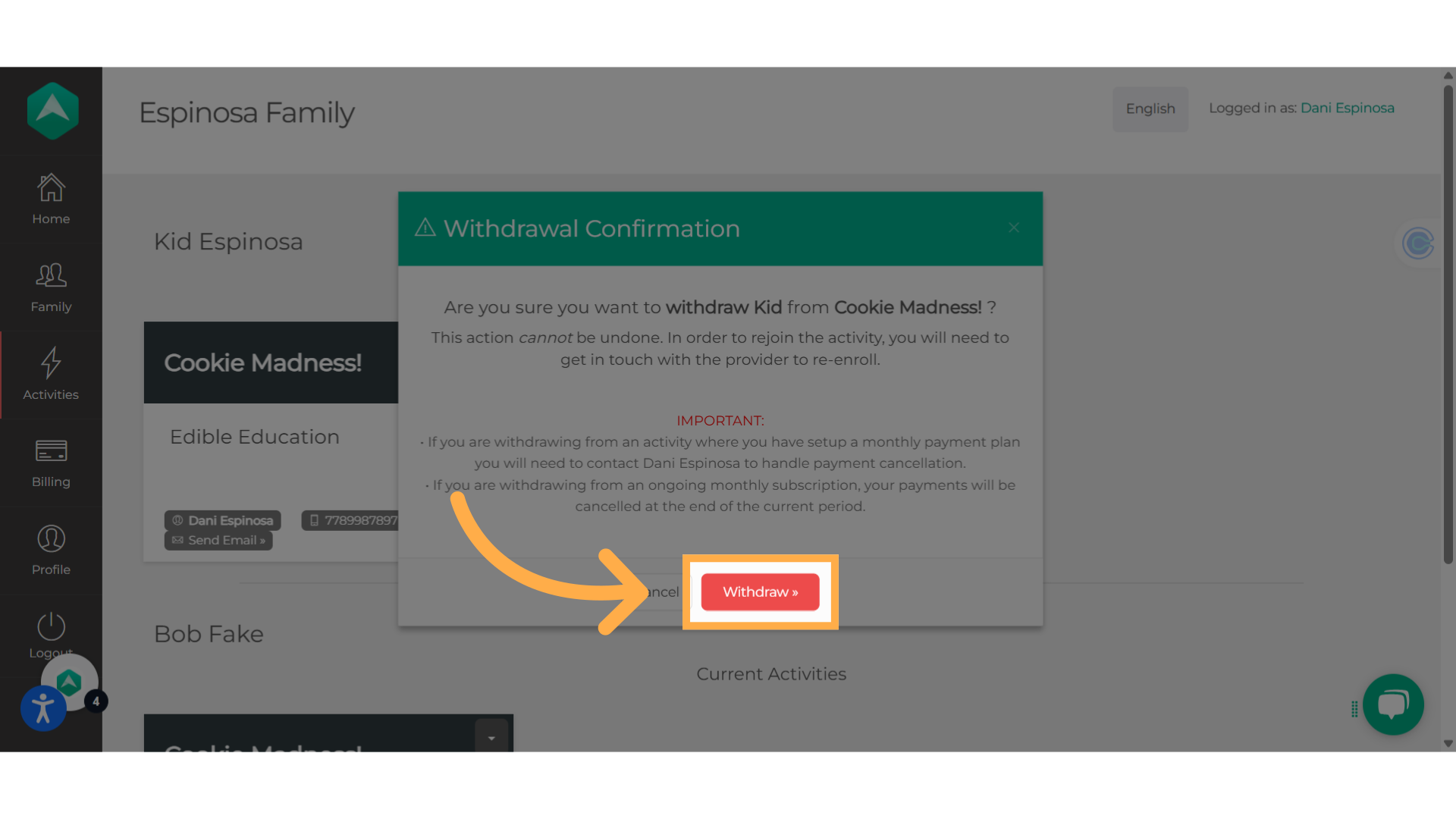 Confirm 'Withdraw'