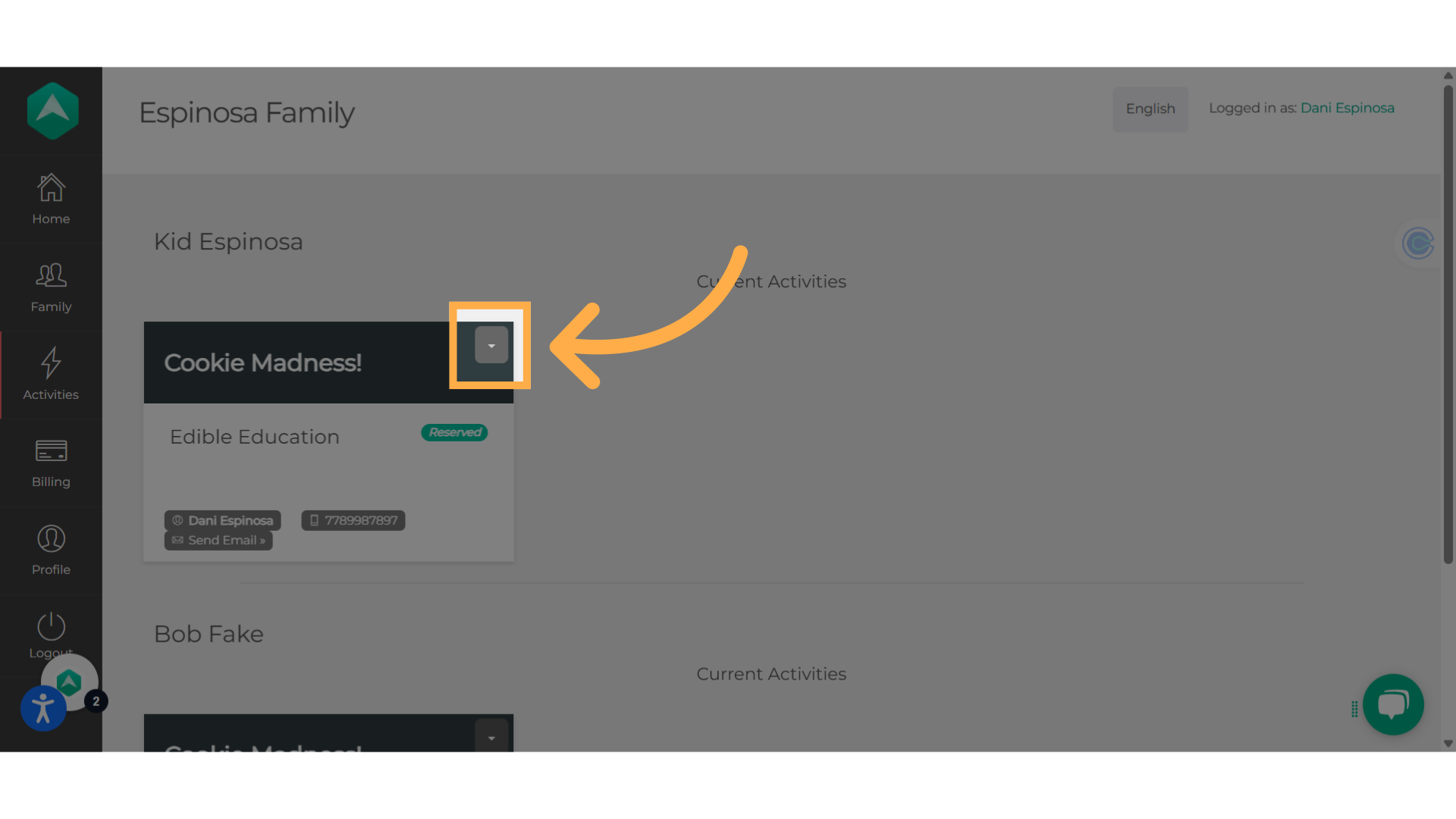 Click on the drop down