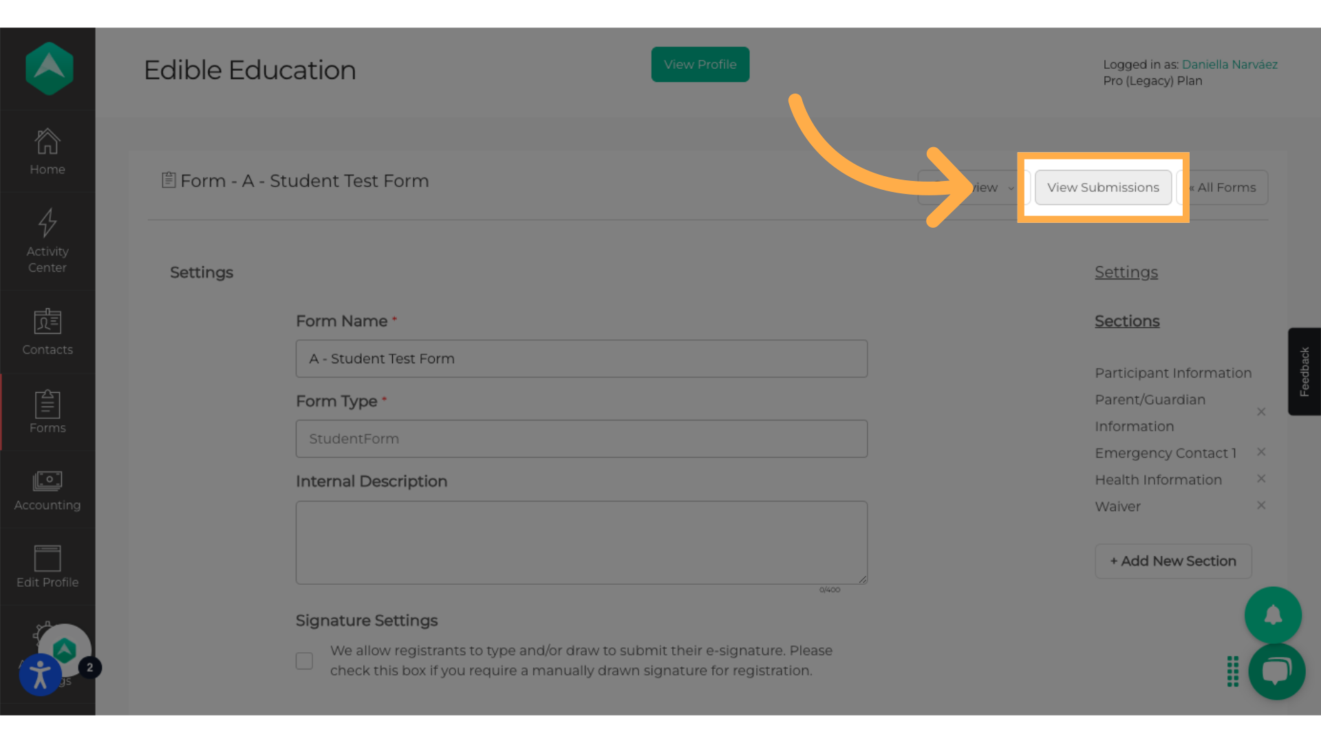 Click 'View Submissions'