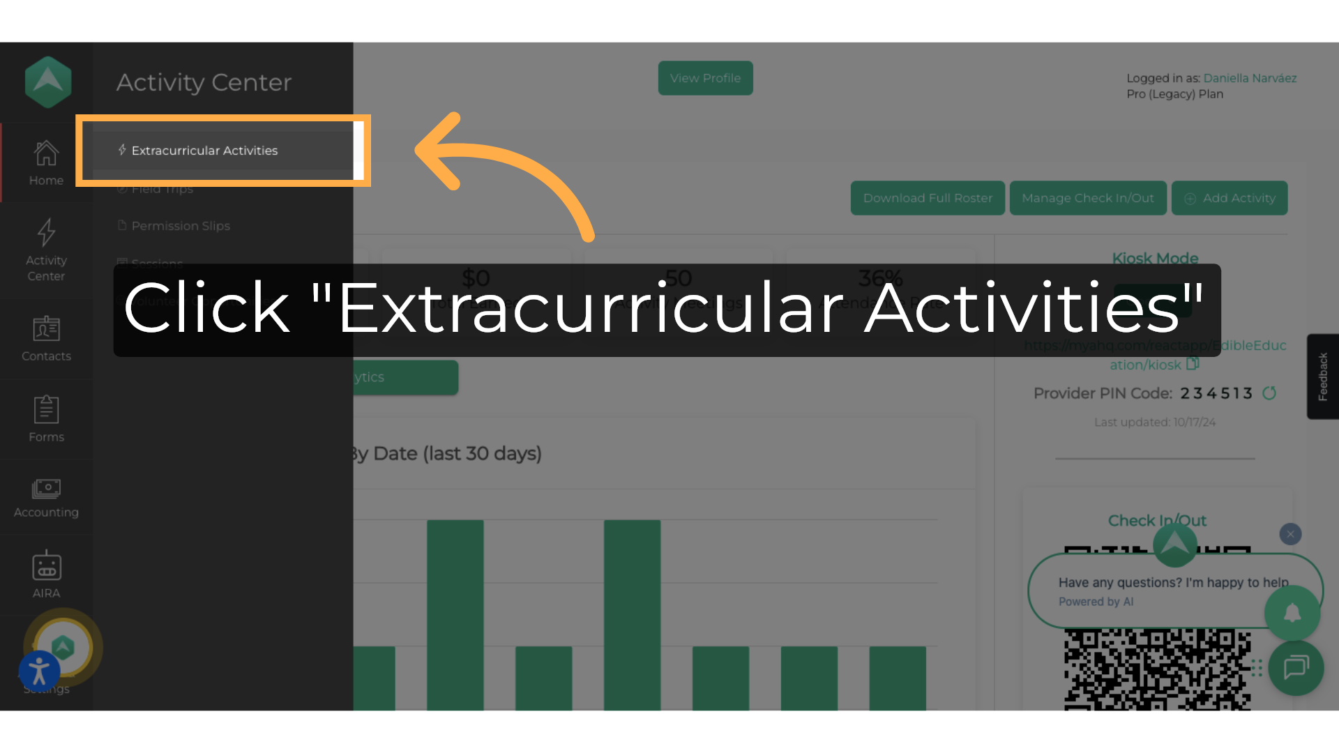 Click 'Extracurricular Activities'