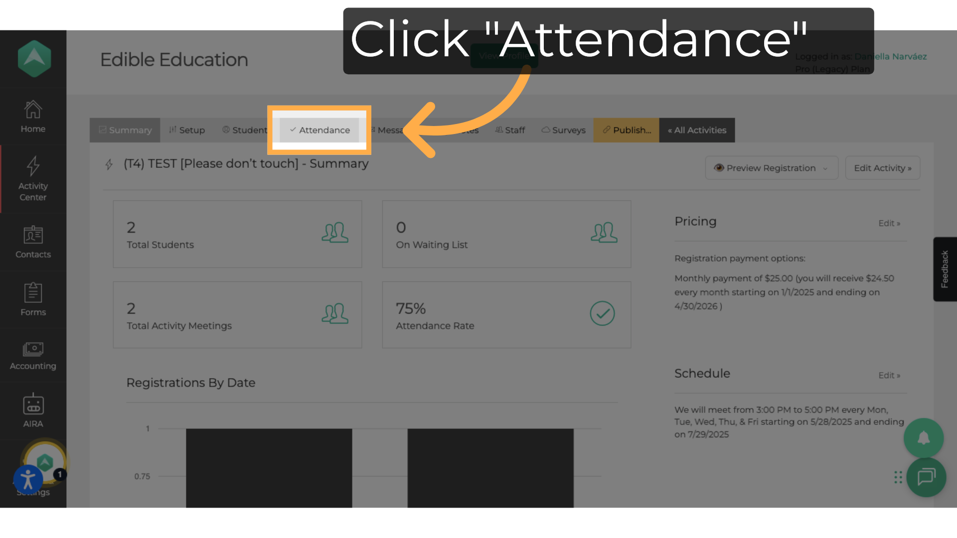 Click 'Attendance'