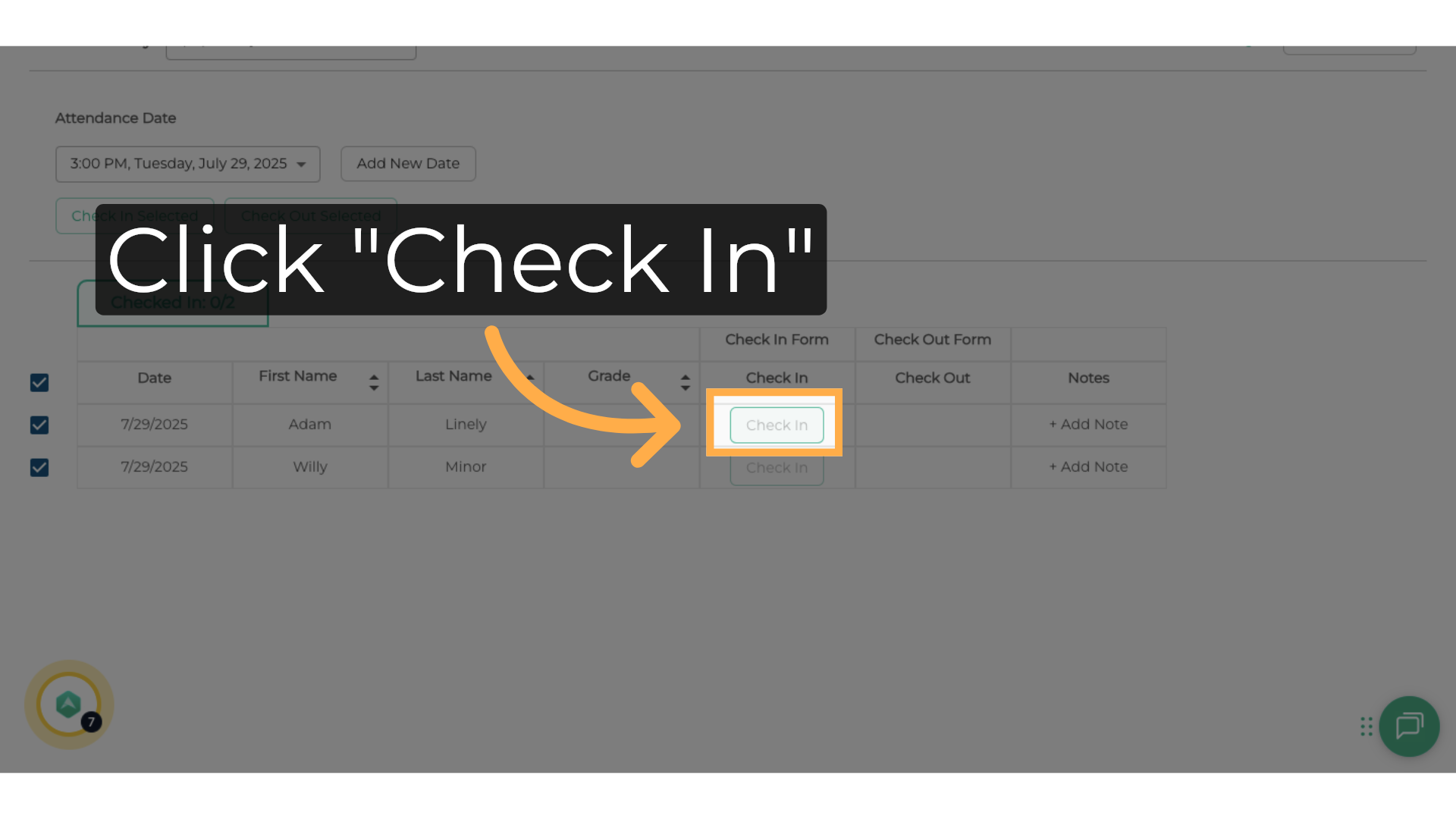 Click 'Check In'