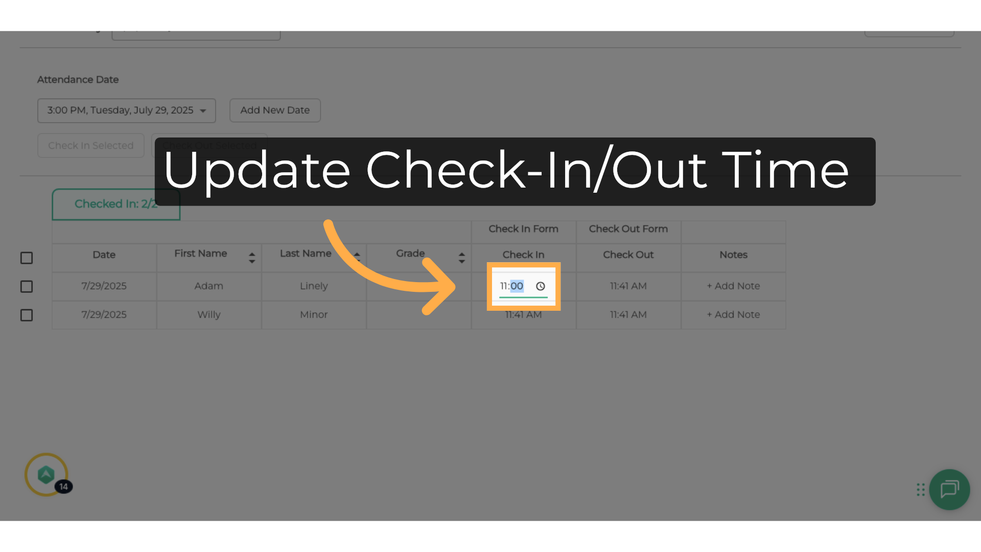 Update Check-In/Out Time