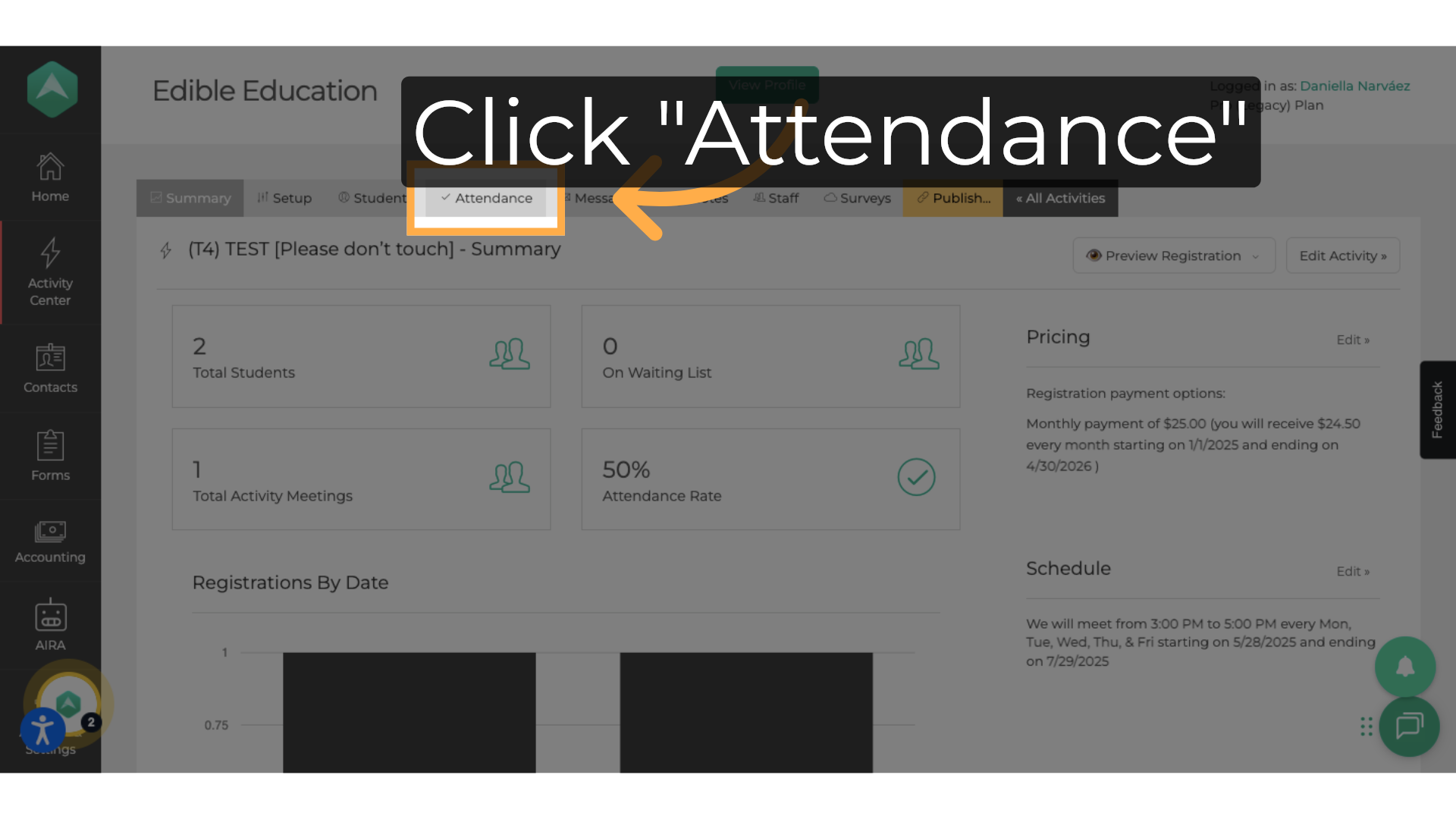 Click 'Attendance'