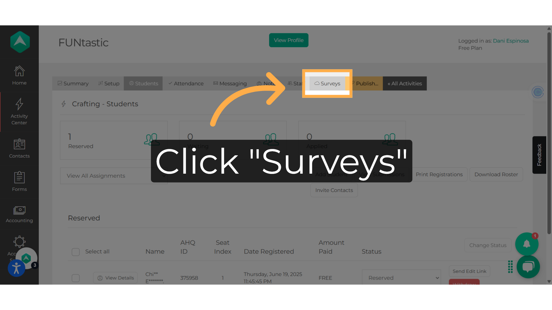 Click 'Surveys'