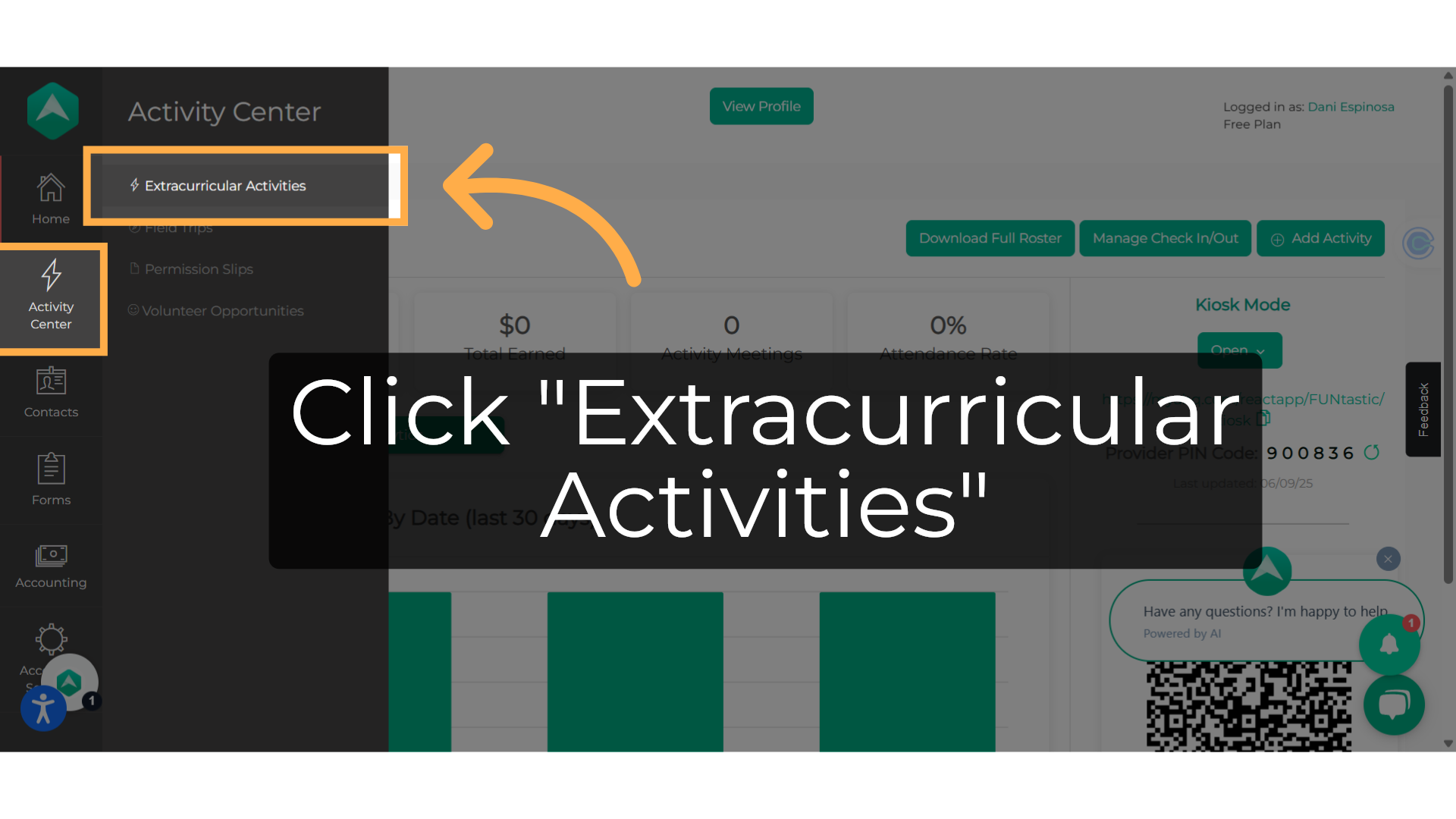 Click 'Extracurricular Activities'