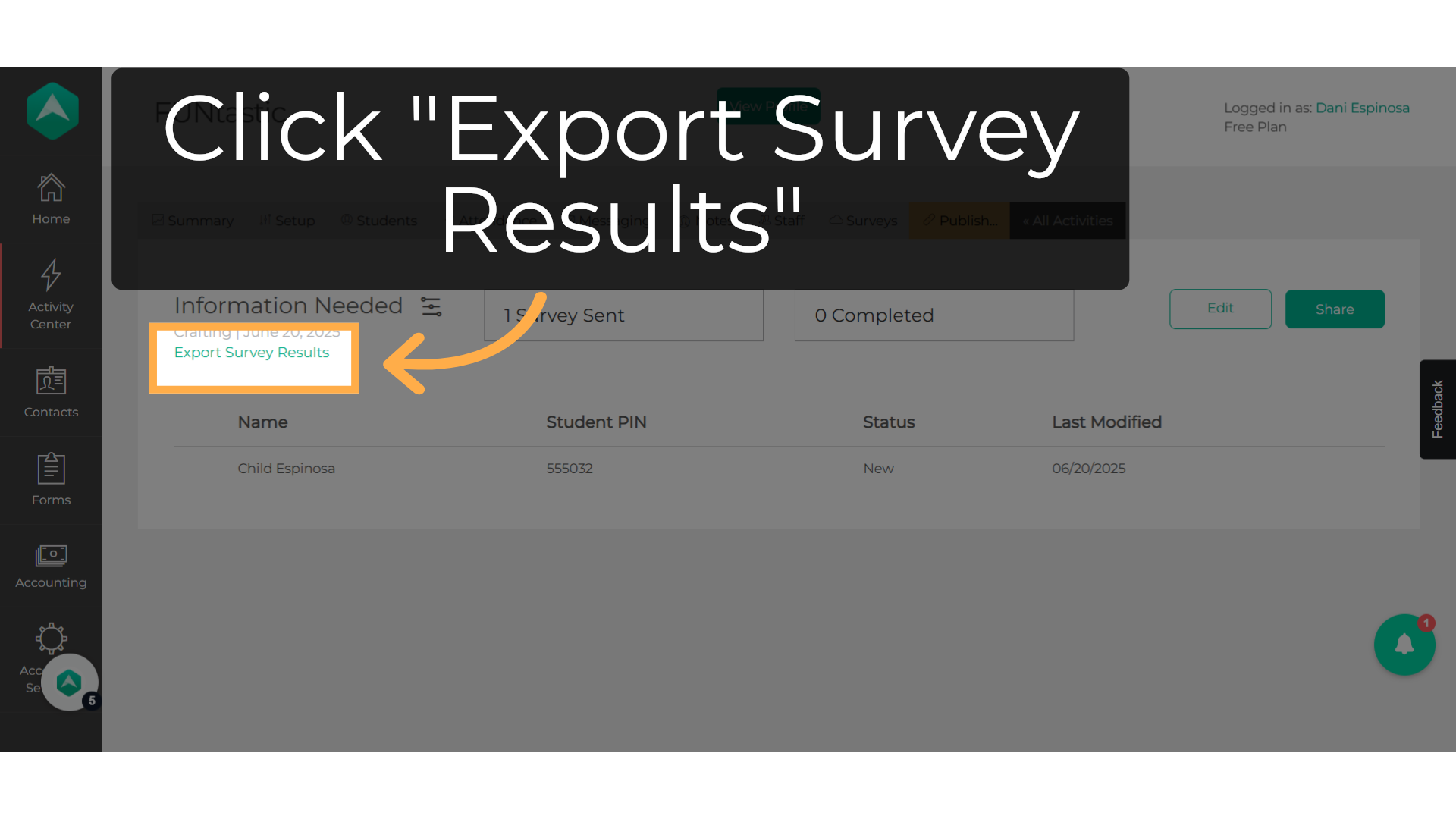 Click 'Export Survey Results'
