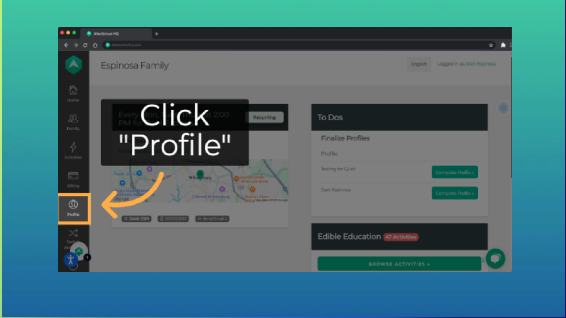 Click 'Profile'