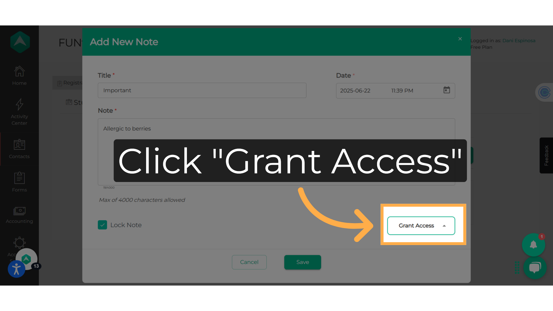 Click 'Grant Access'