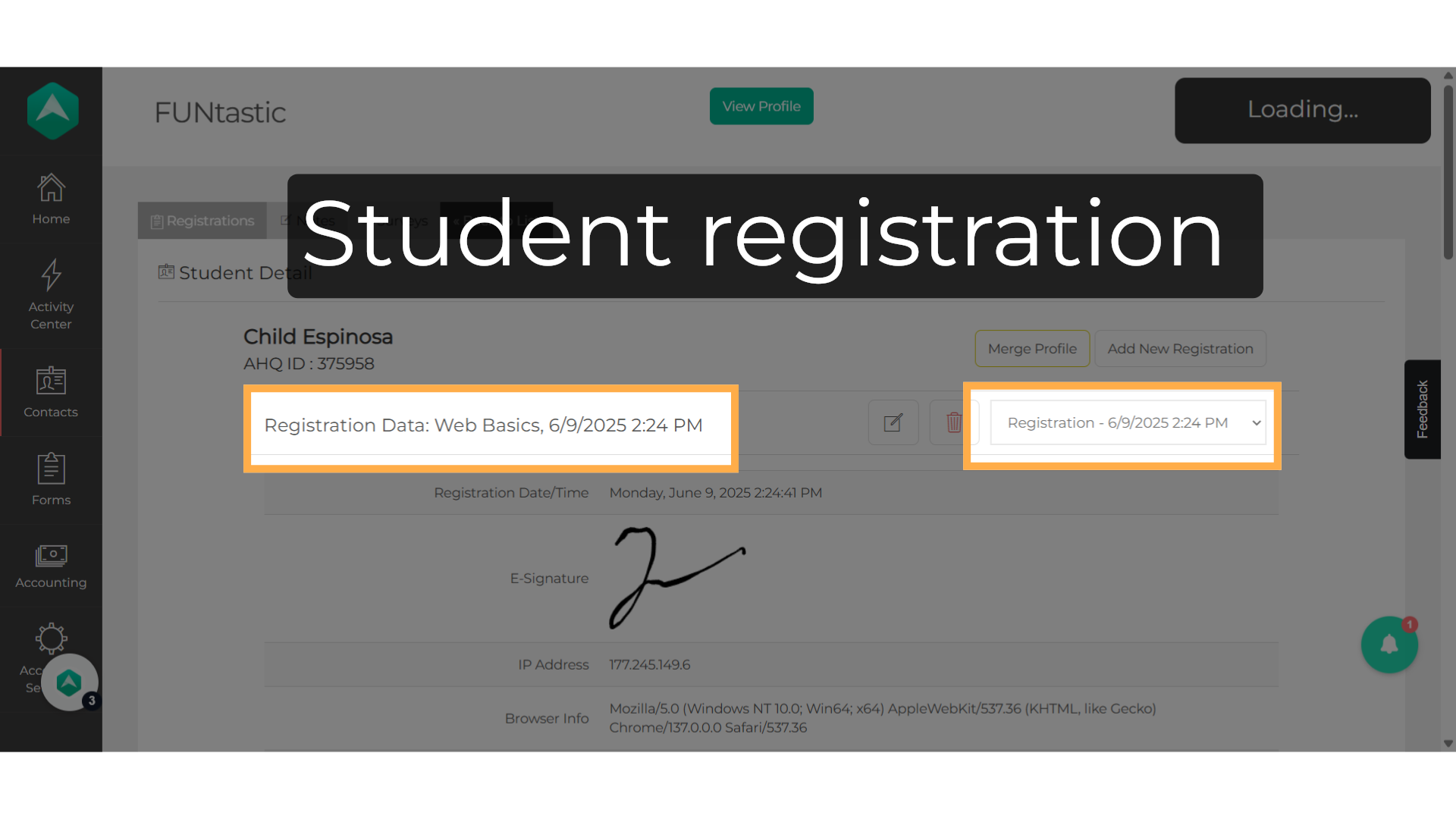 Student registration