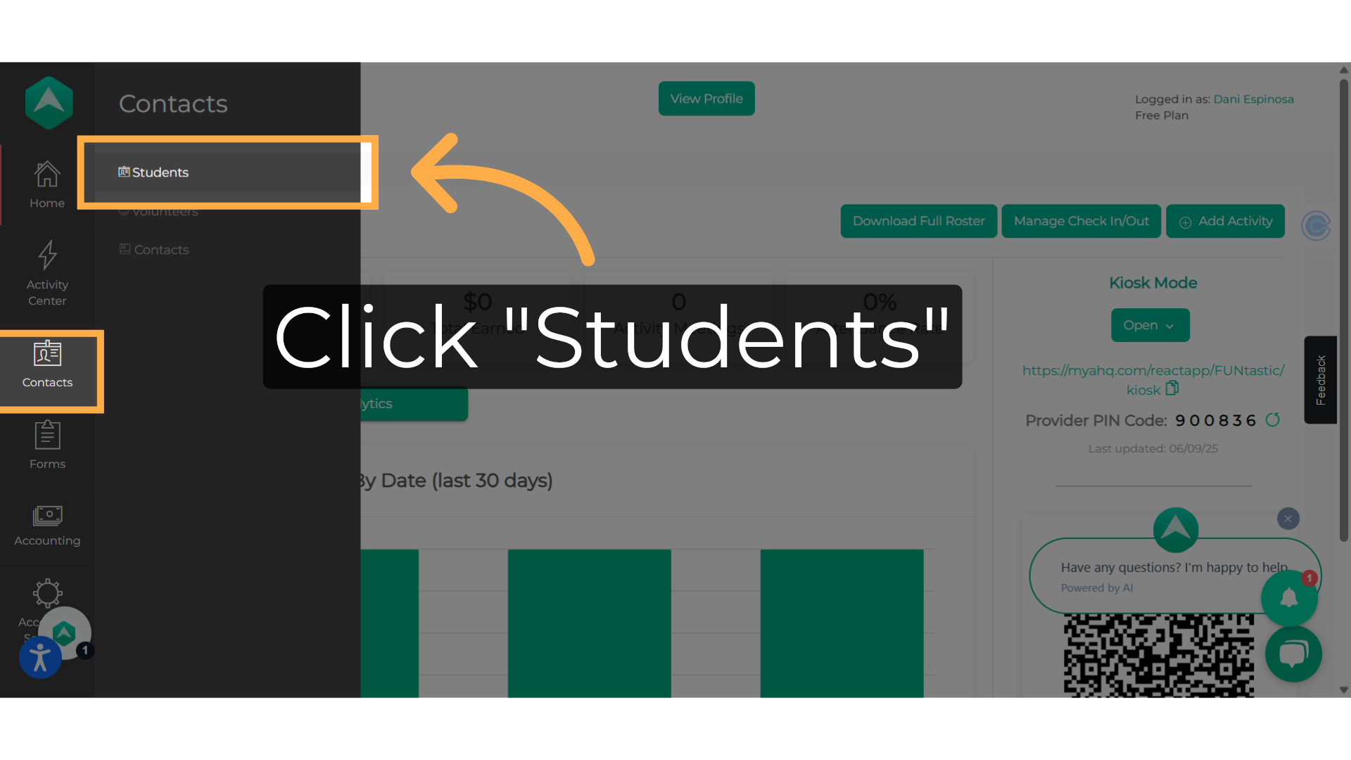 Click 'Students'
