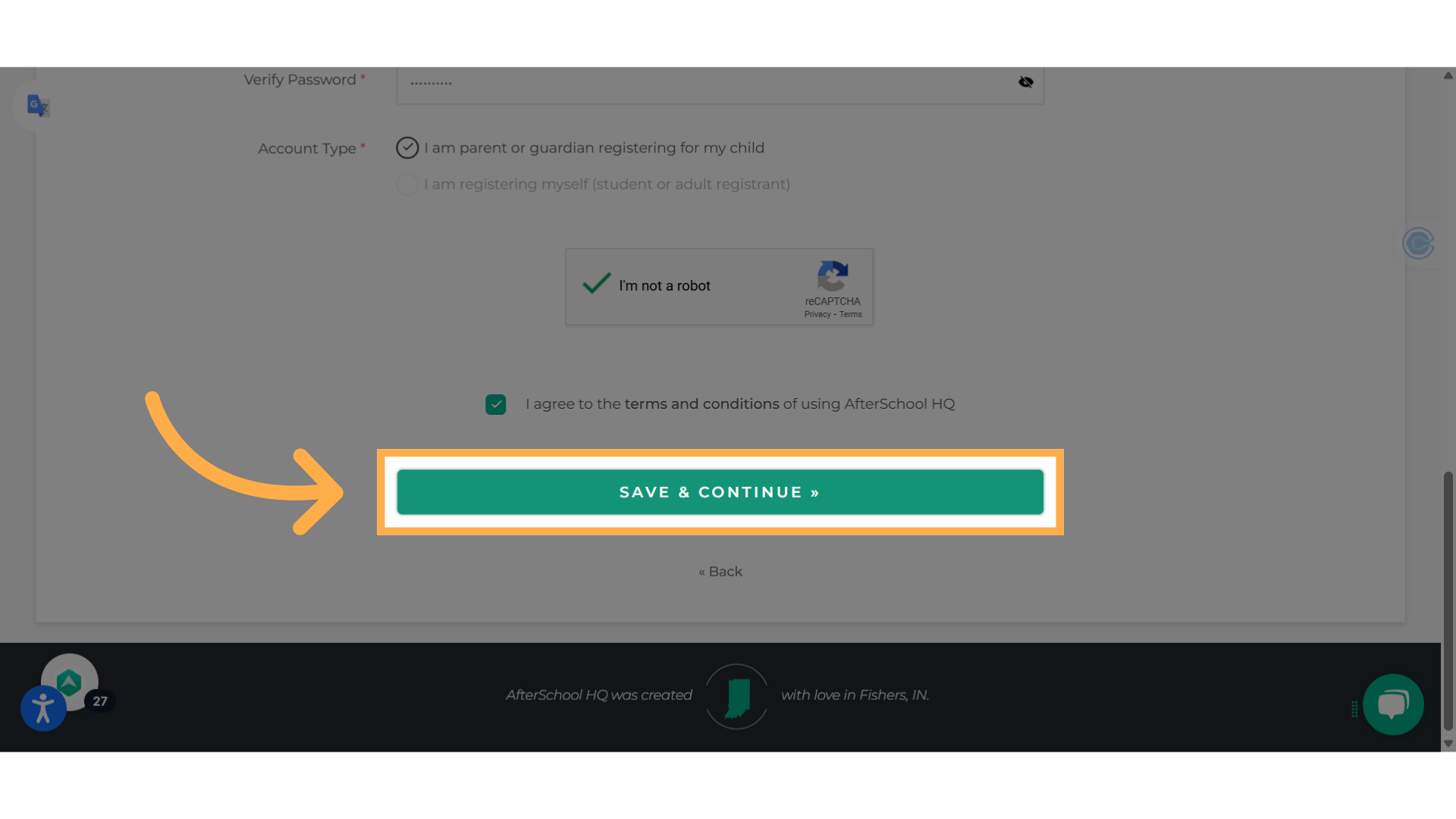 Click 'Save & Continue'
