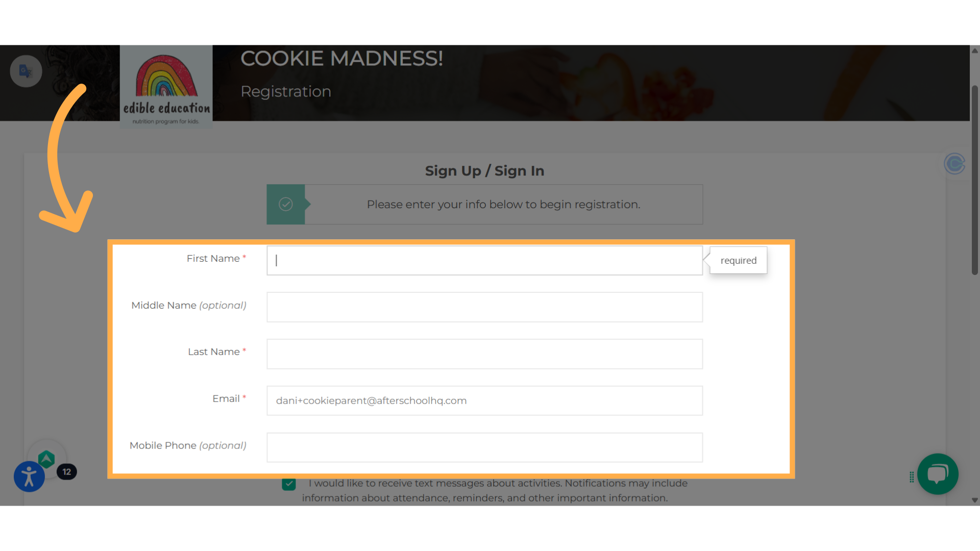 Fill in the required information