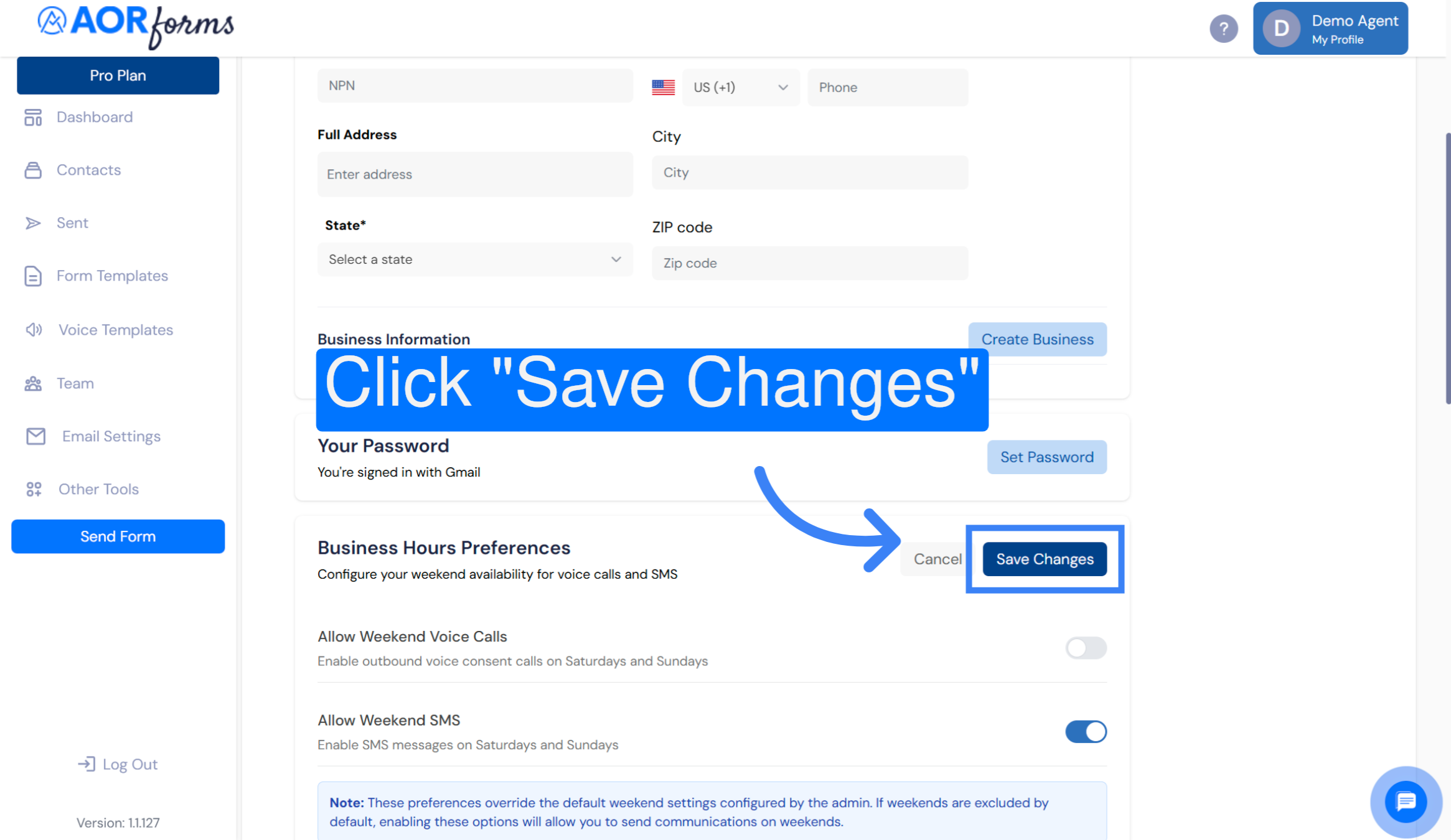 Save Preference Changes