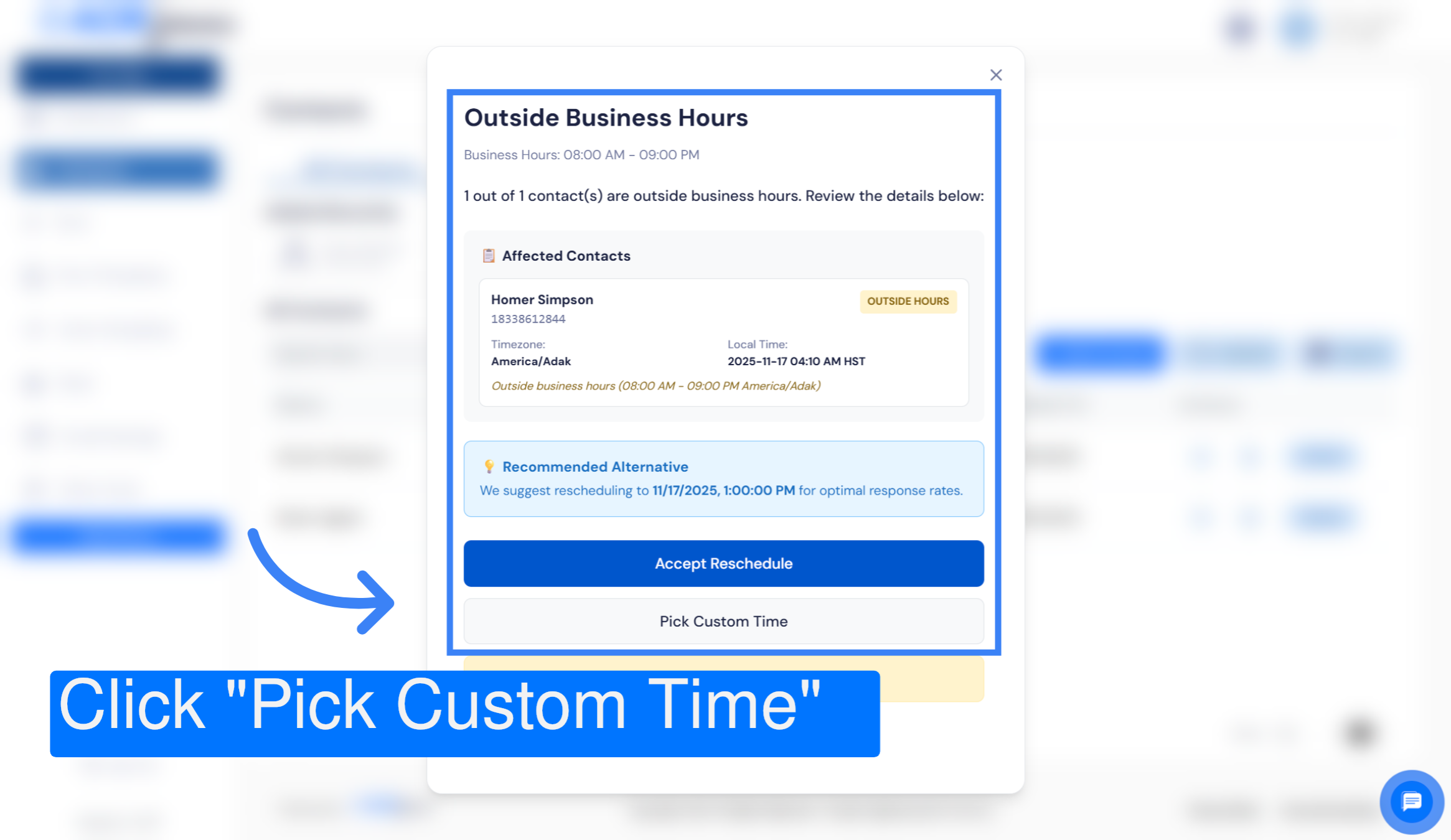 Pick Custom Time