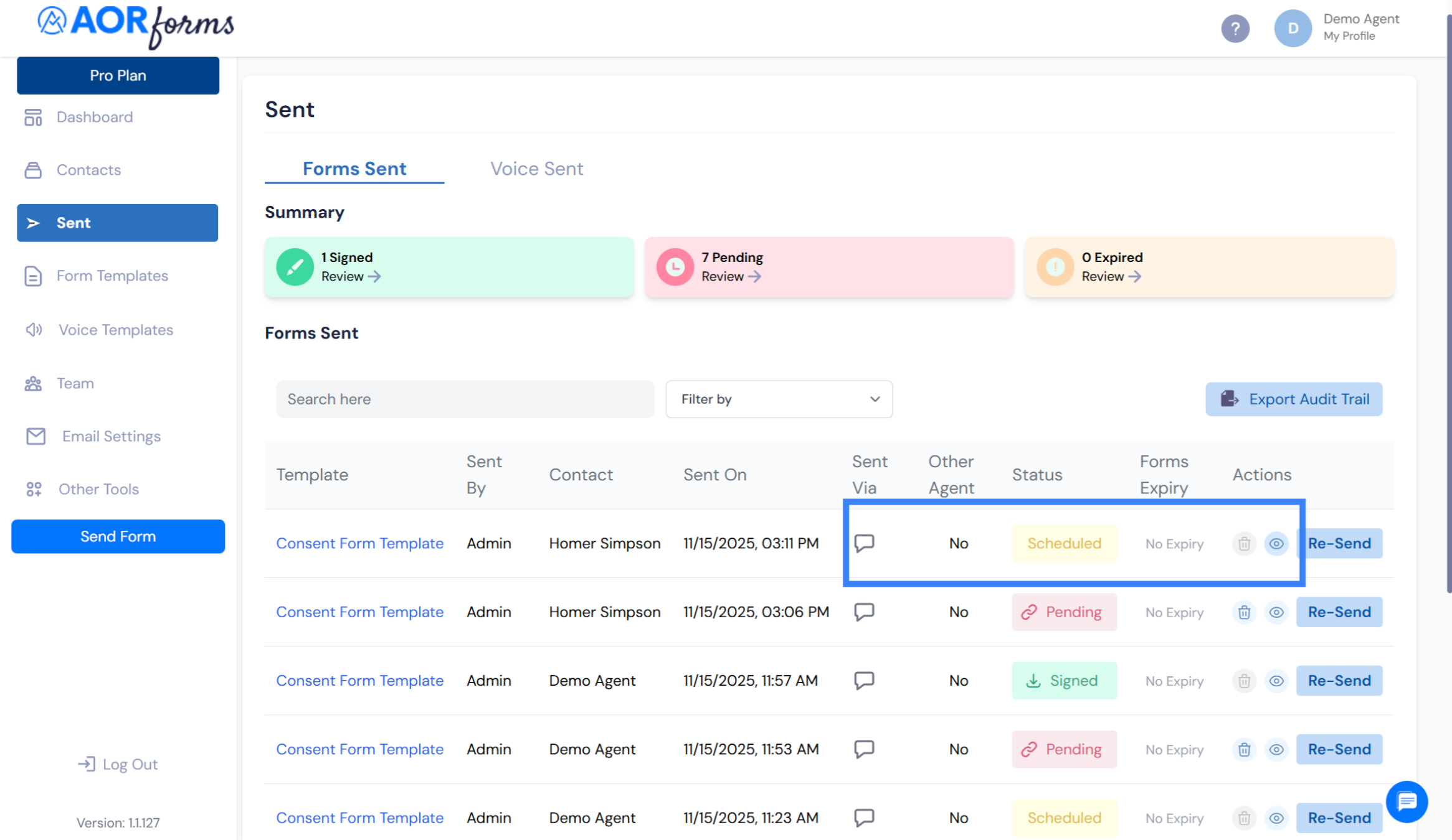SMS Send is scheduled