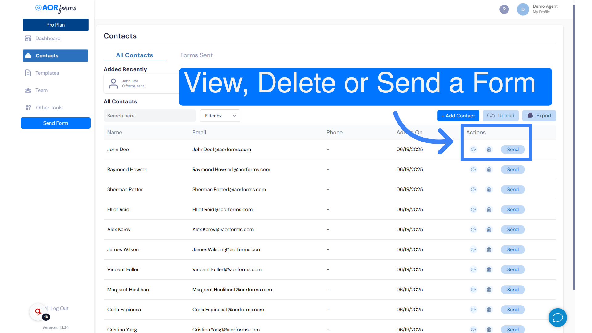 Contact Action Buttons