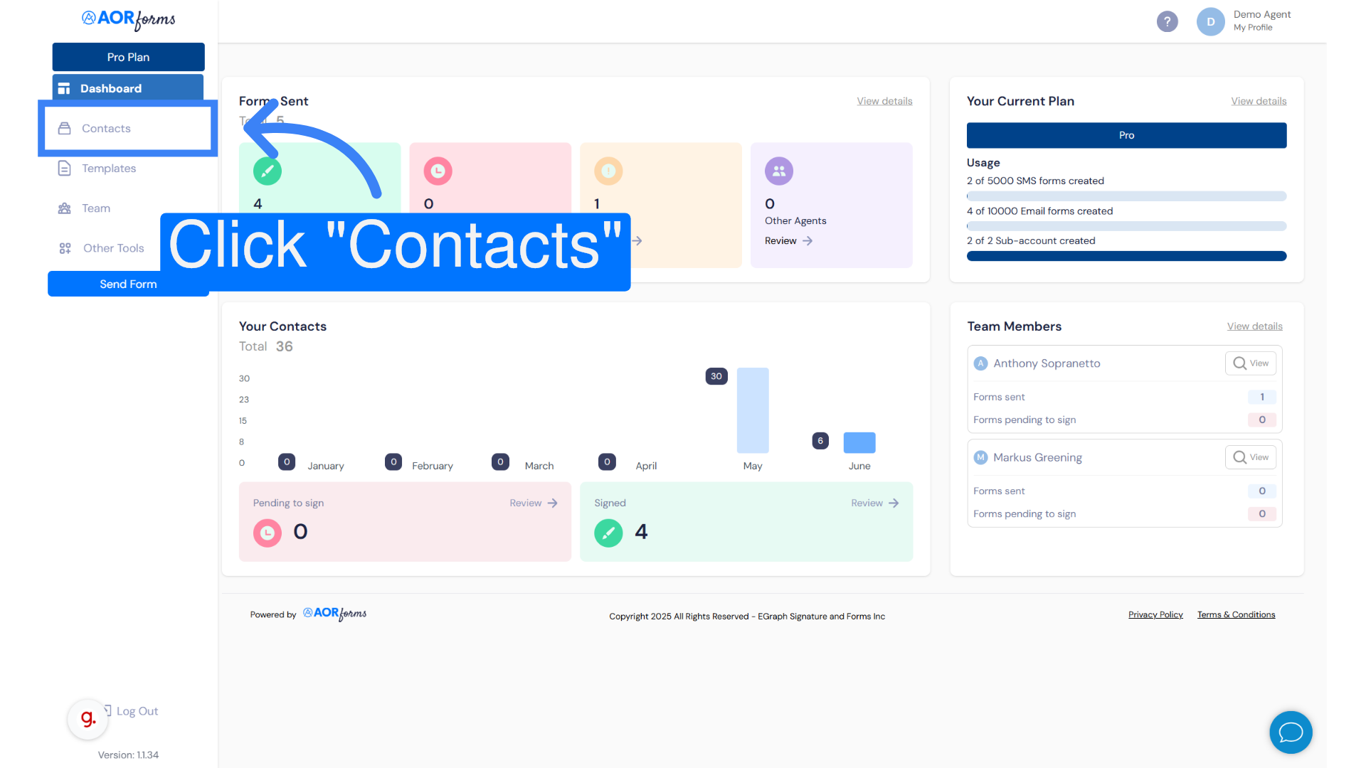 Click 'Contacts'