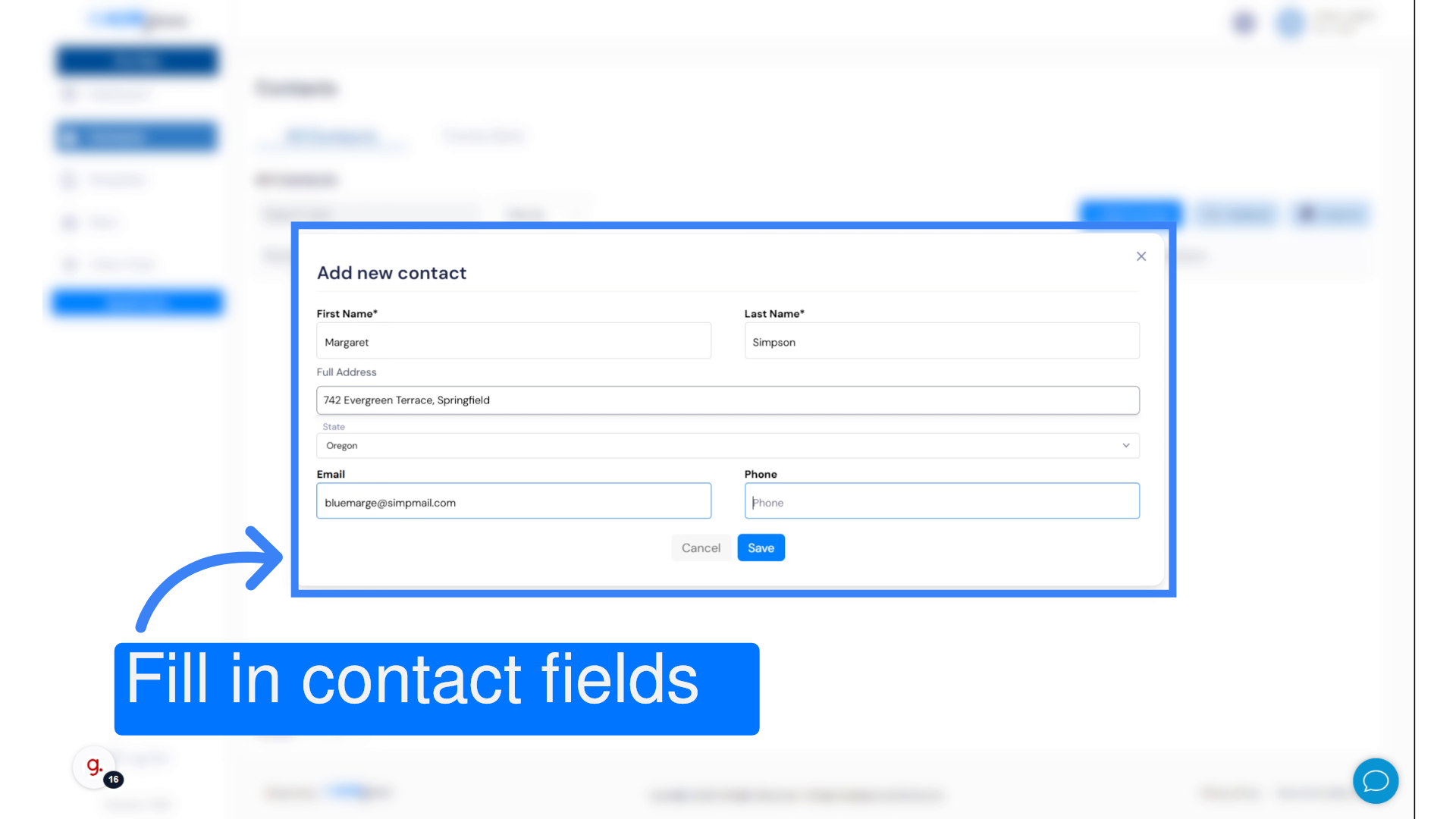 Add contact's information