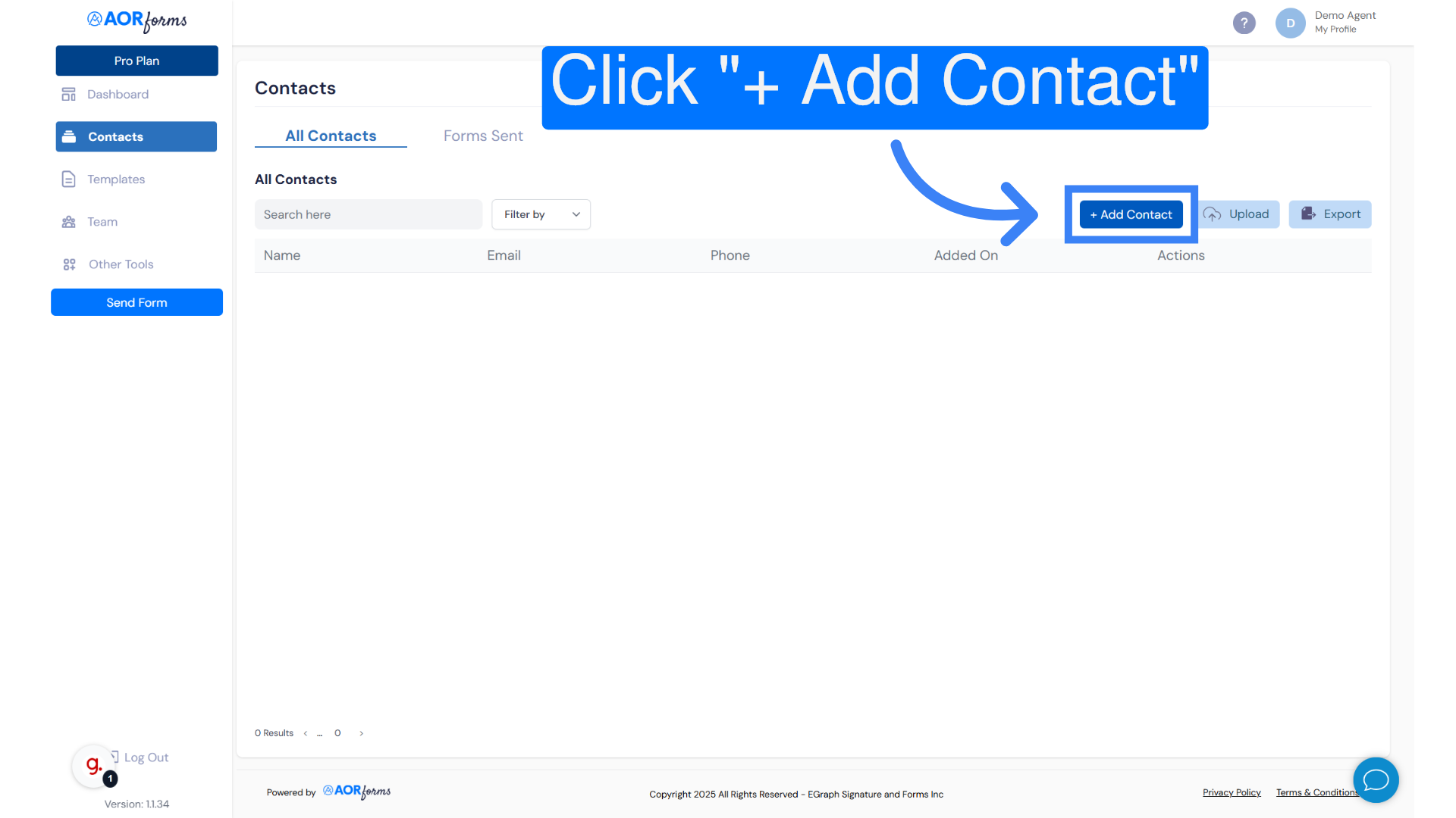 Click '+ Add Contact'