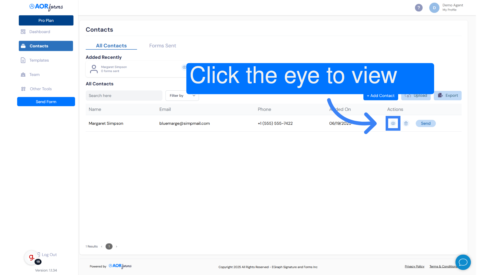 View/Edit the contact card
