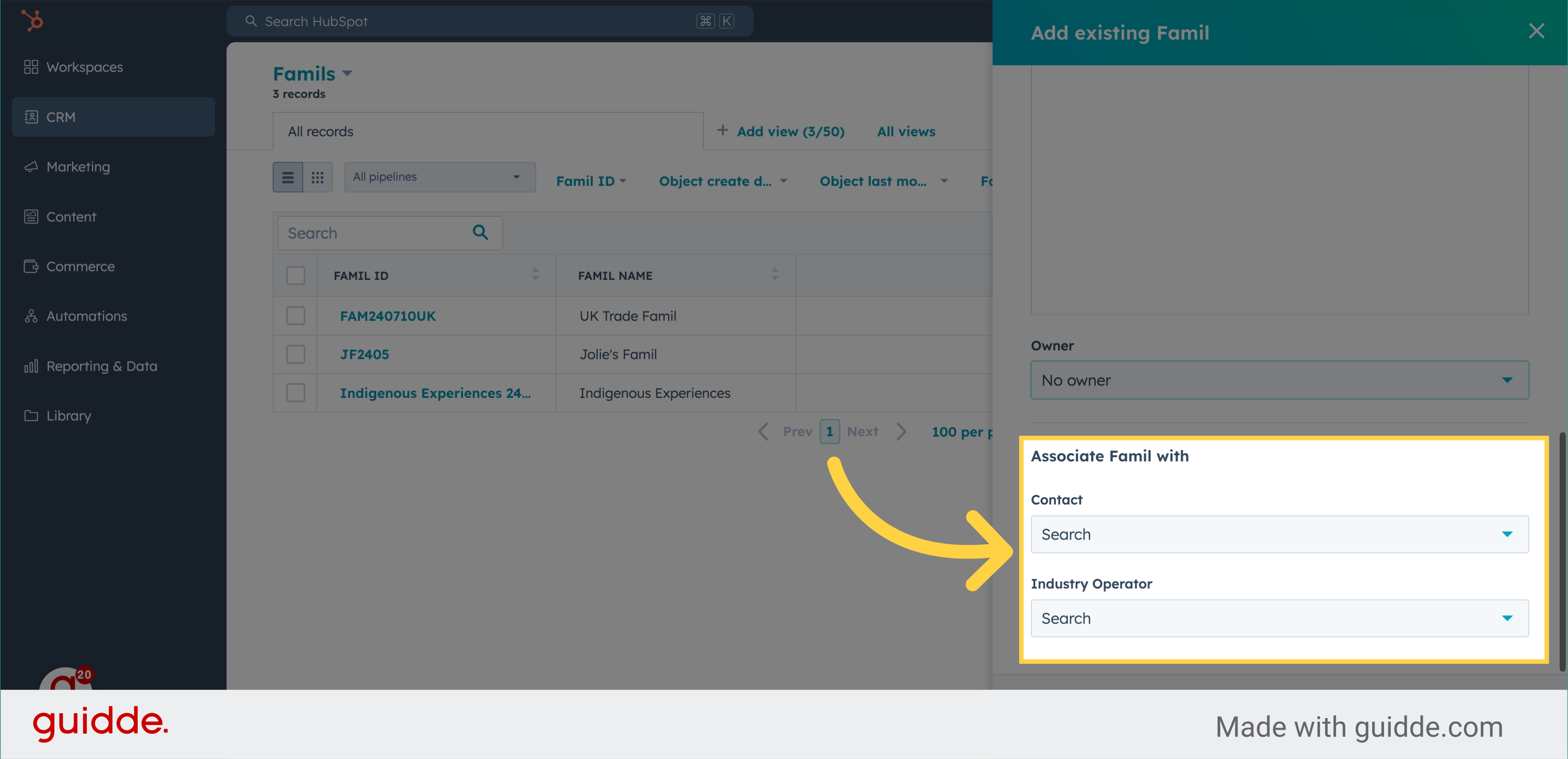 Optional Data Entry of Associated Contacts and Industry Operators