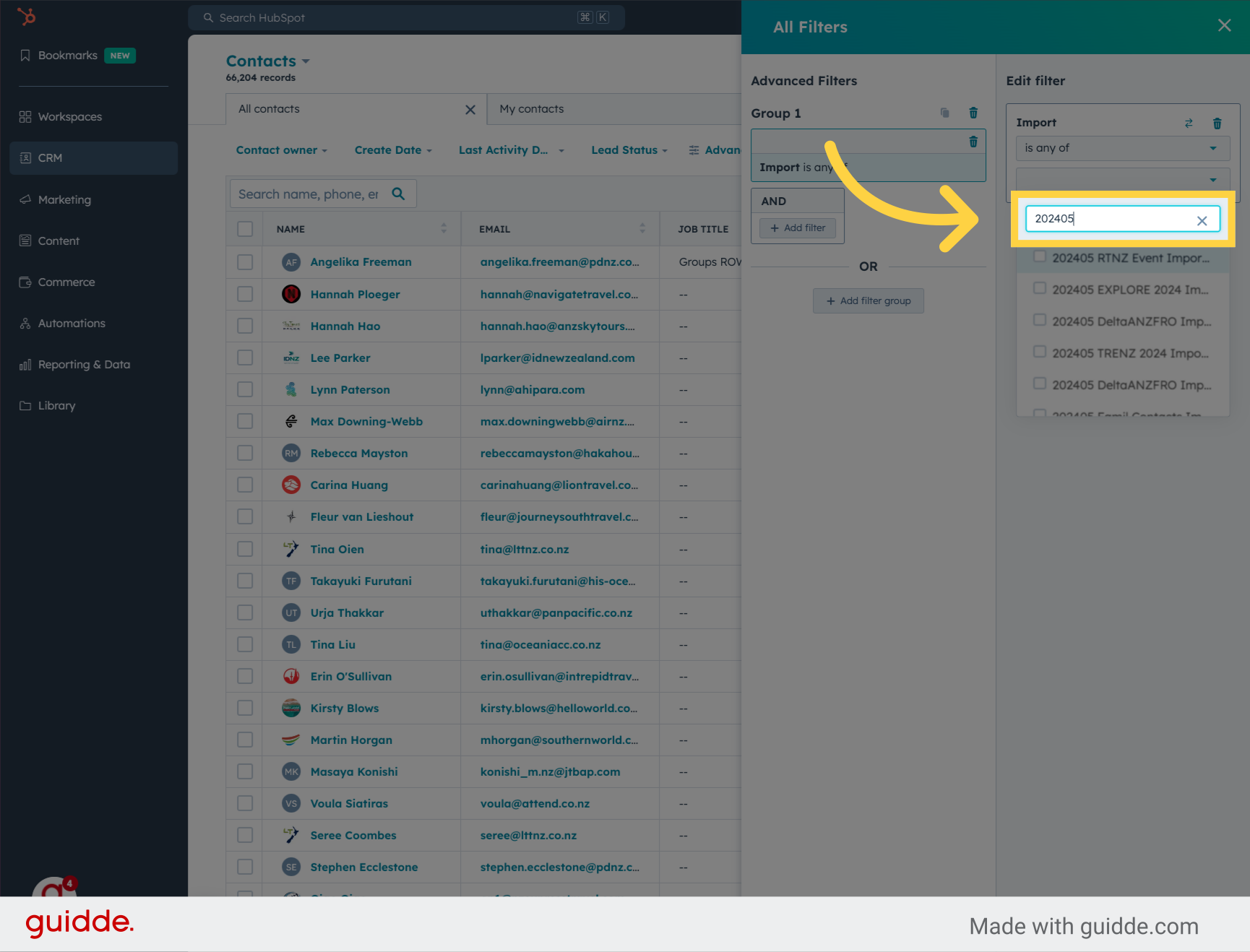 Enter a partial name of your import process recently completed