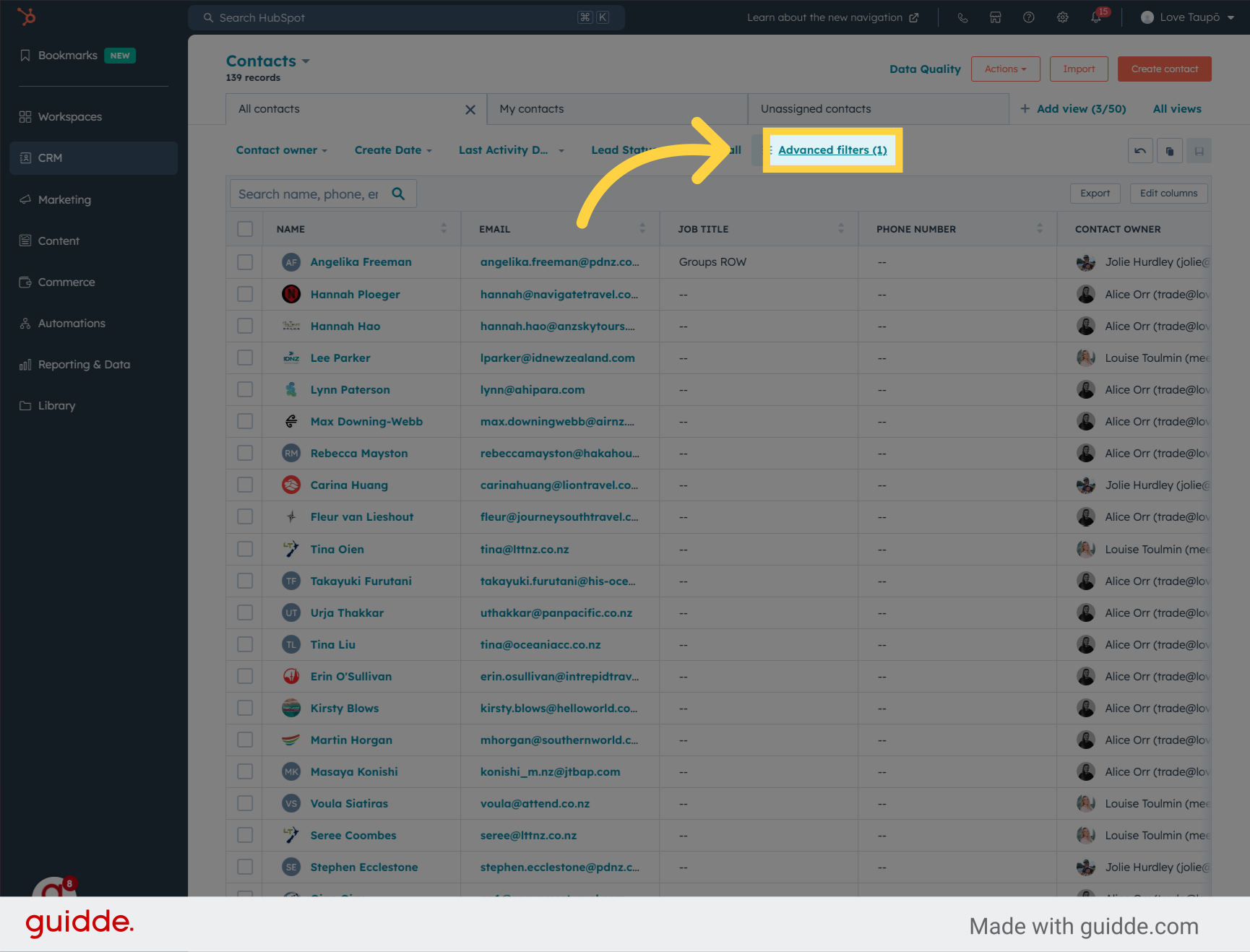 Click 'Advanced filters (1)'