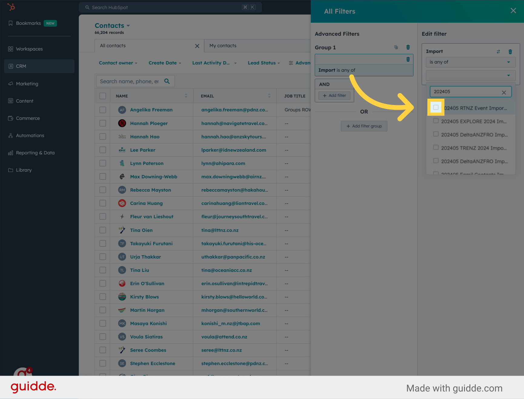 Select the relevant Import
