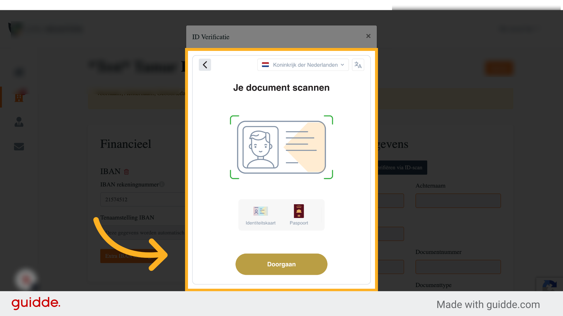 Klik op doorgaan om je document te scannen.