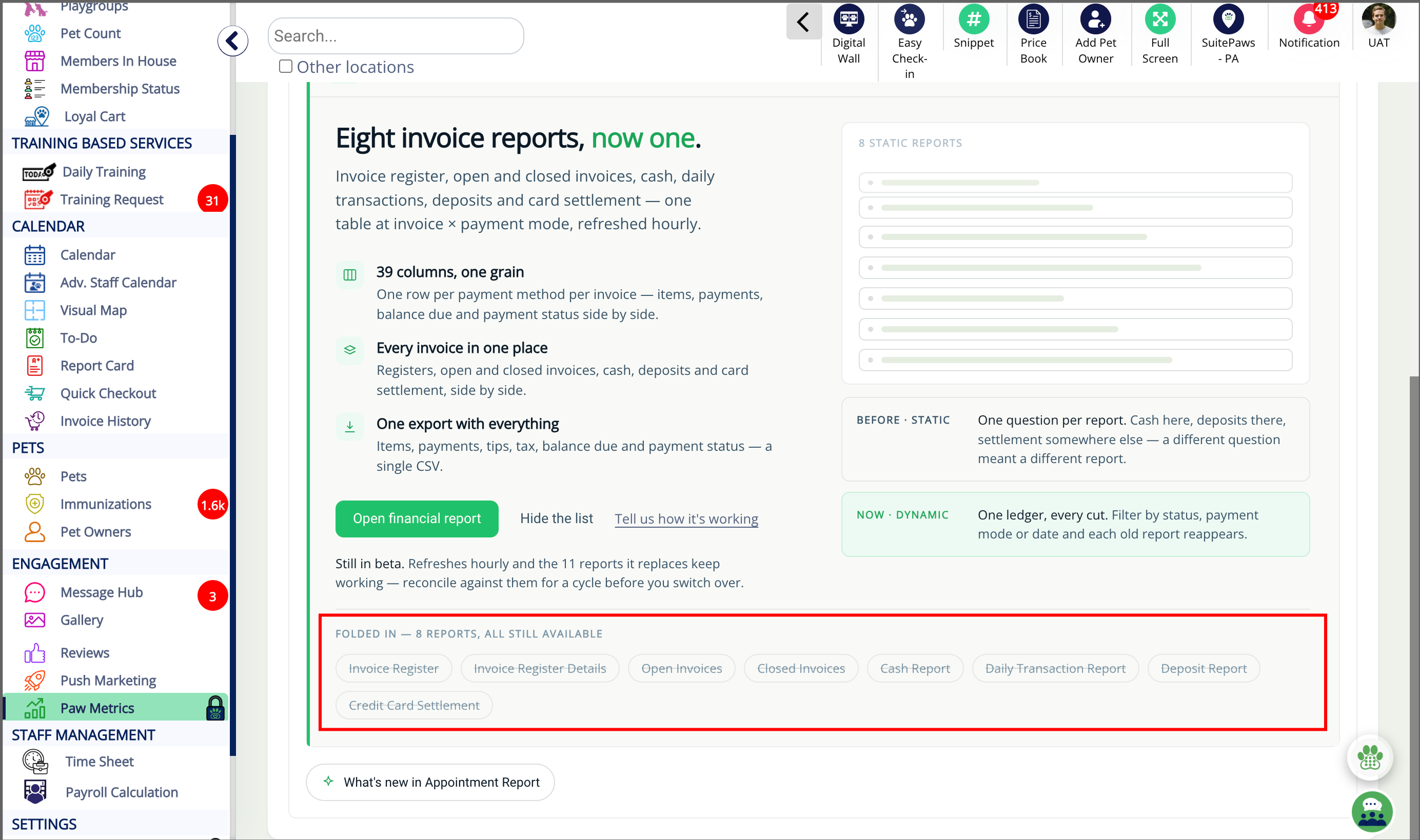 View Folded Reports List