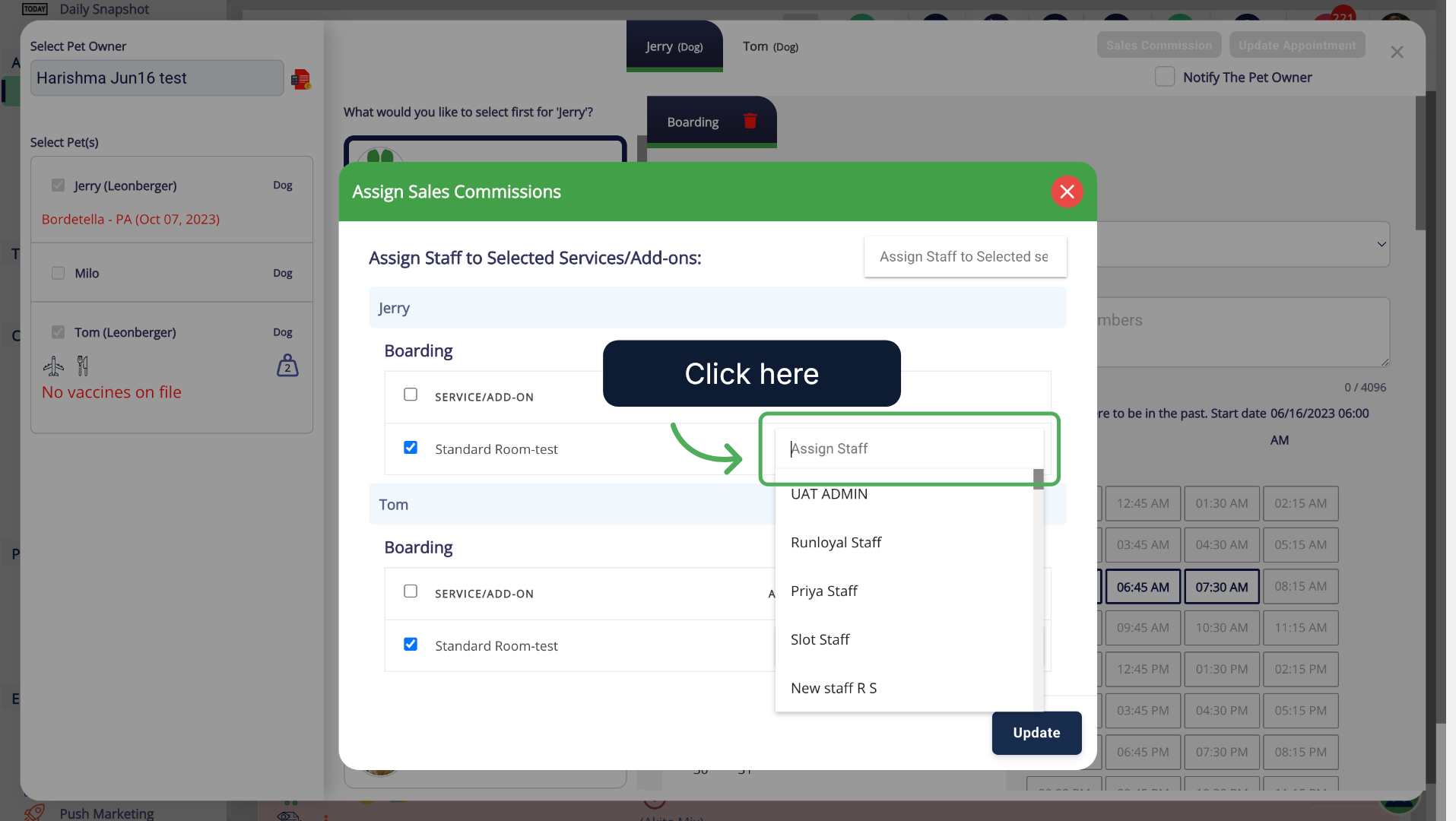 Assign Sales Commissions Panel