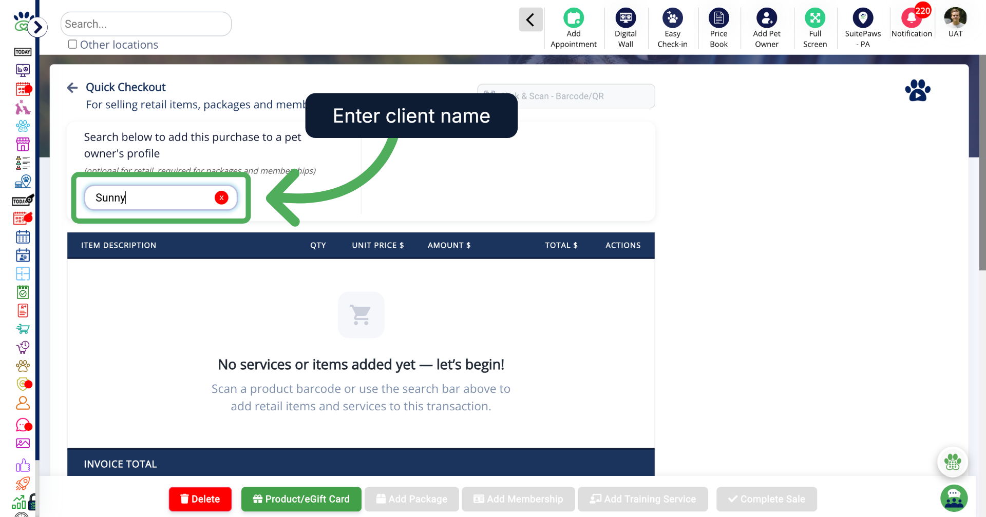 Enter Client Name