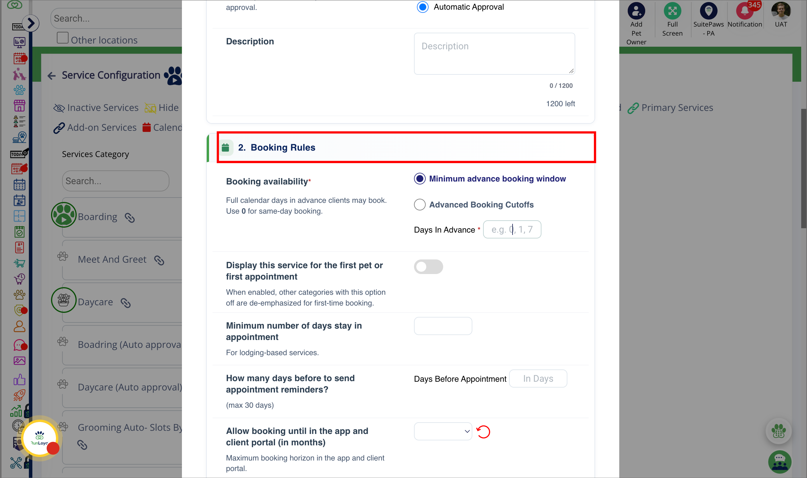 Booking Rules