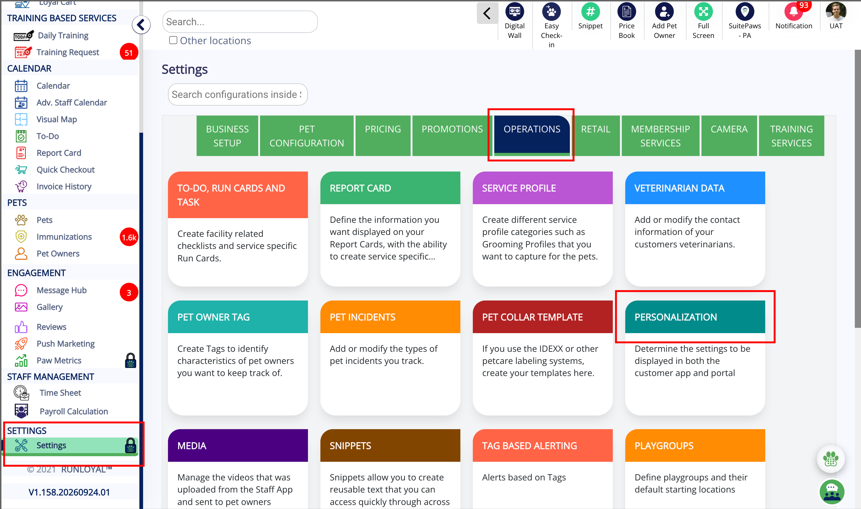 Open Personalization Settings