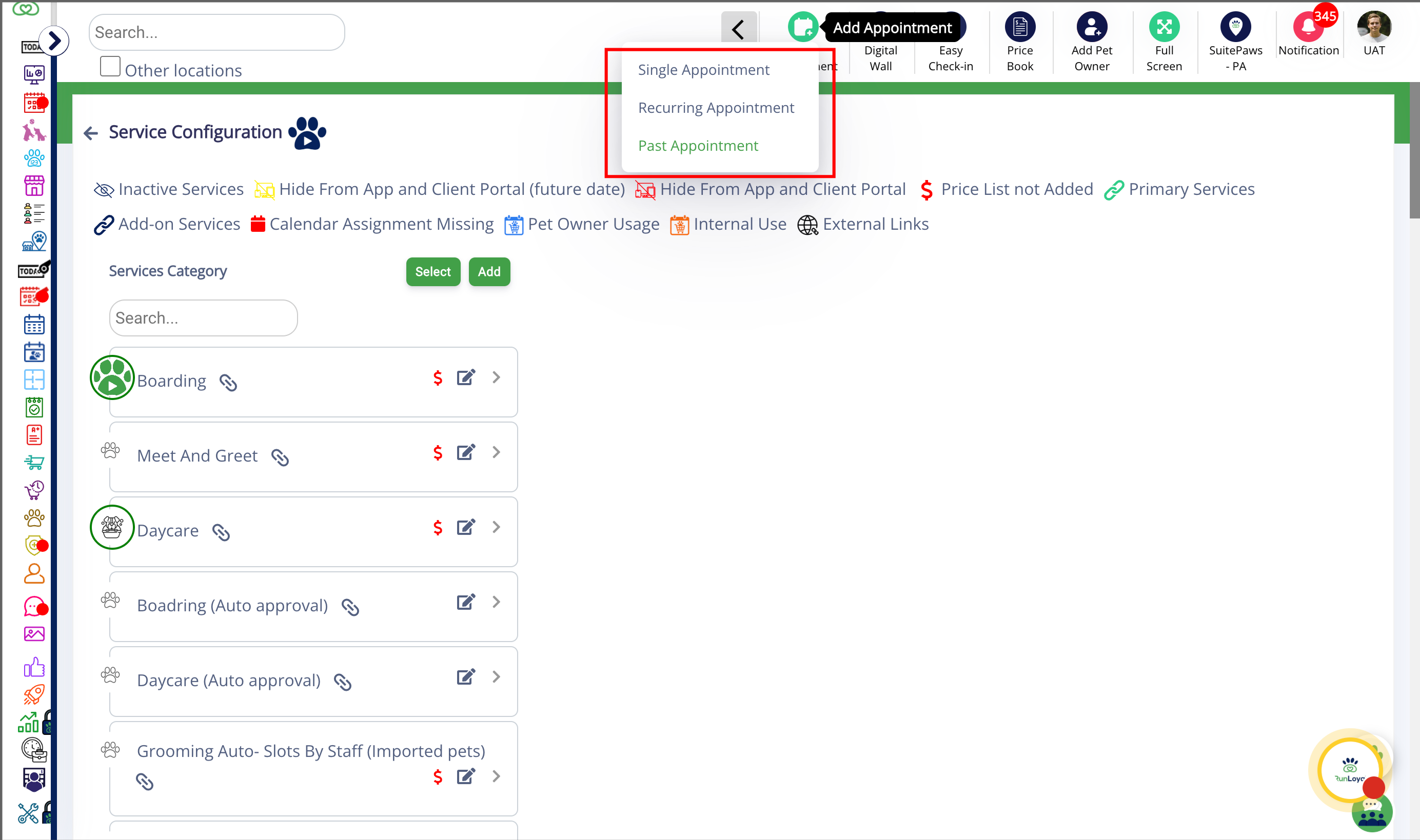 Select Past Appointment