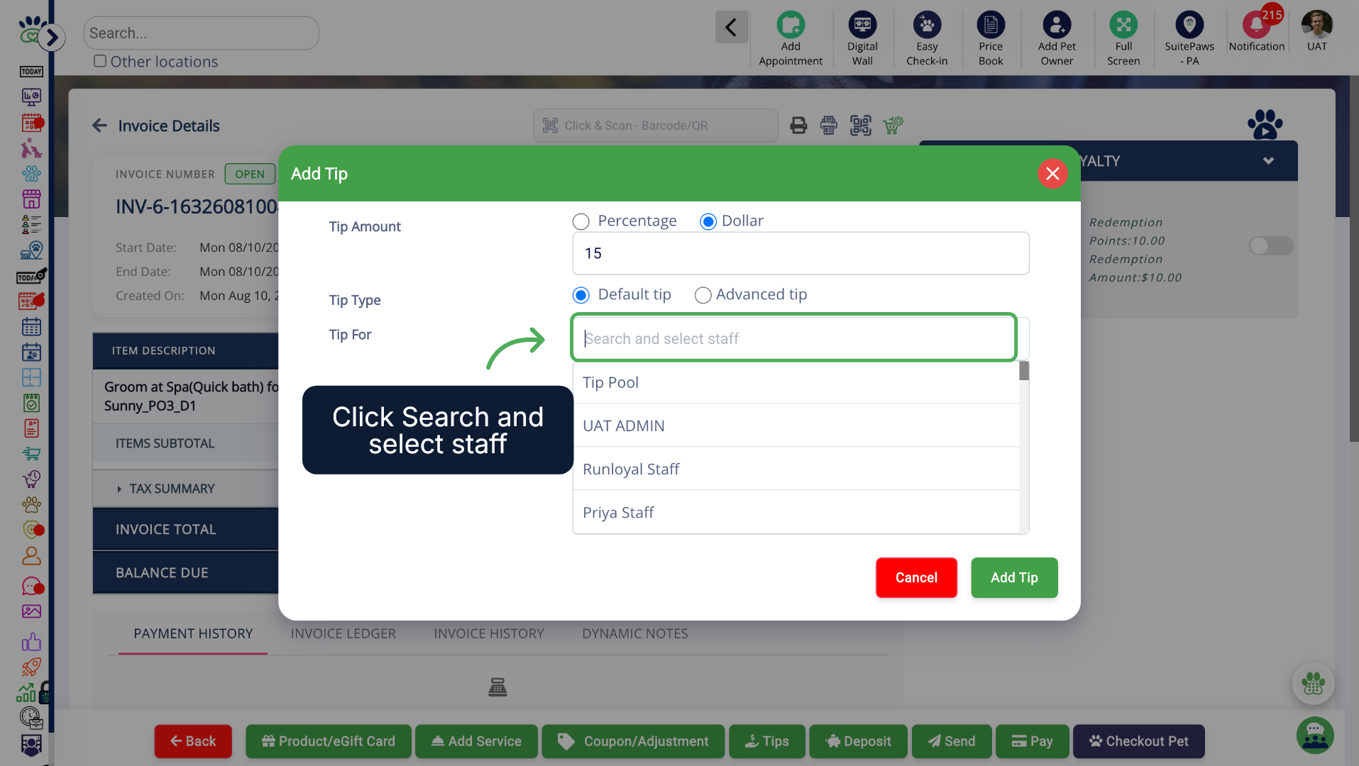Select the Staff