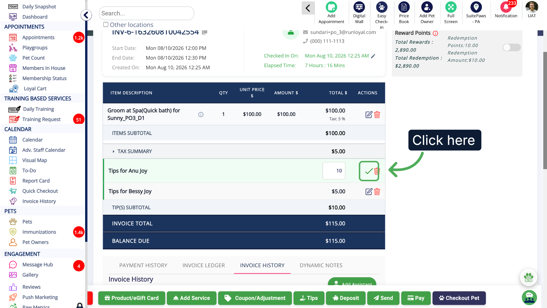 Confirm Tip Entry