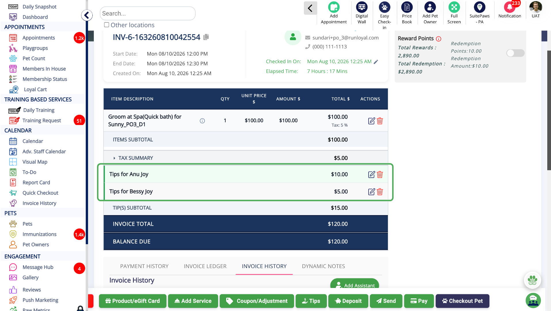 Invoice with Automated tips
