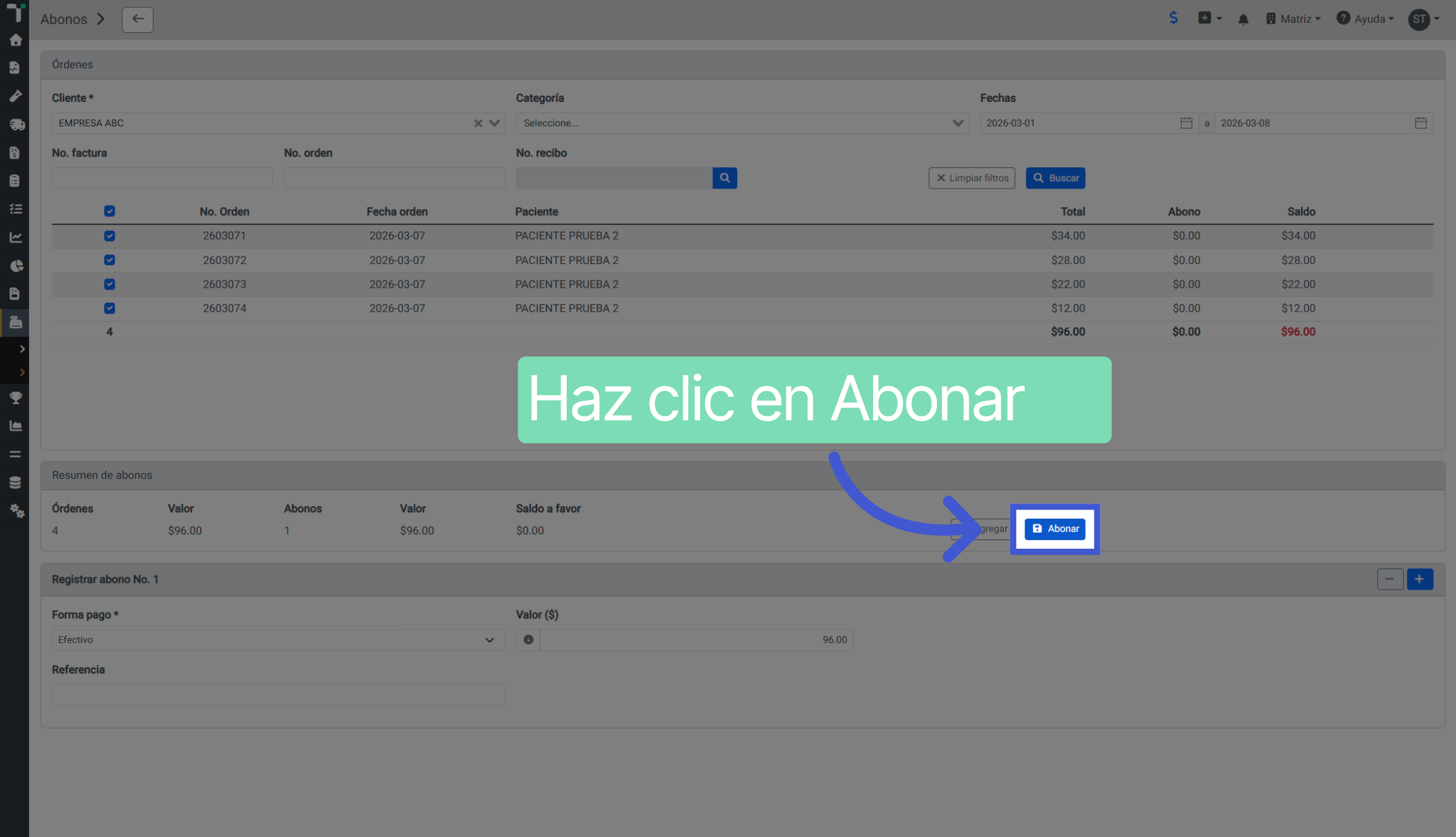 Clic en Botón Abonar
