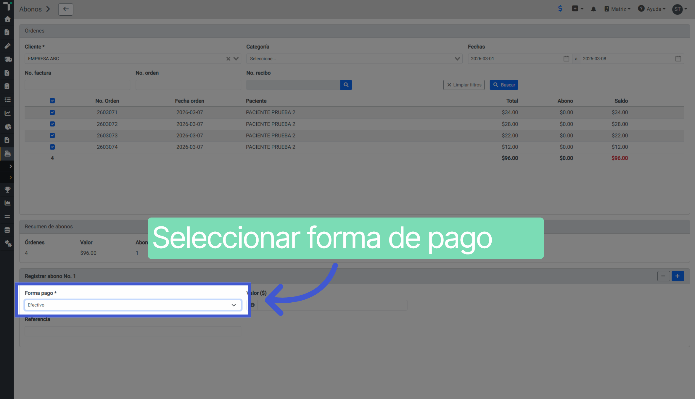 Seleccionar Forma de Pago