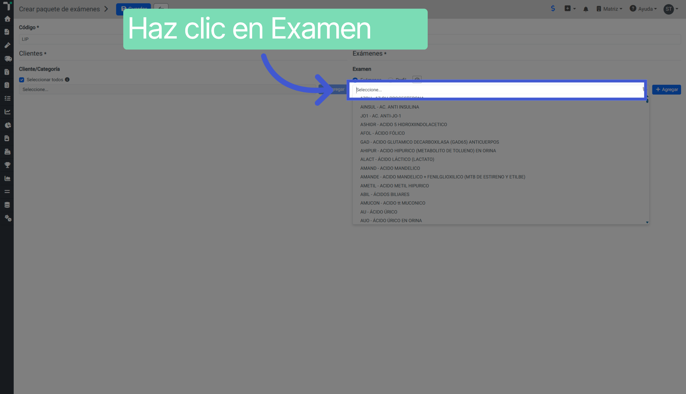 Abrir Selección de Exámenes