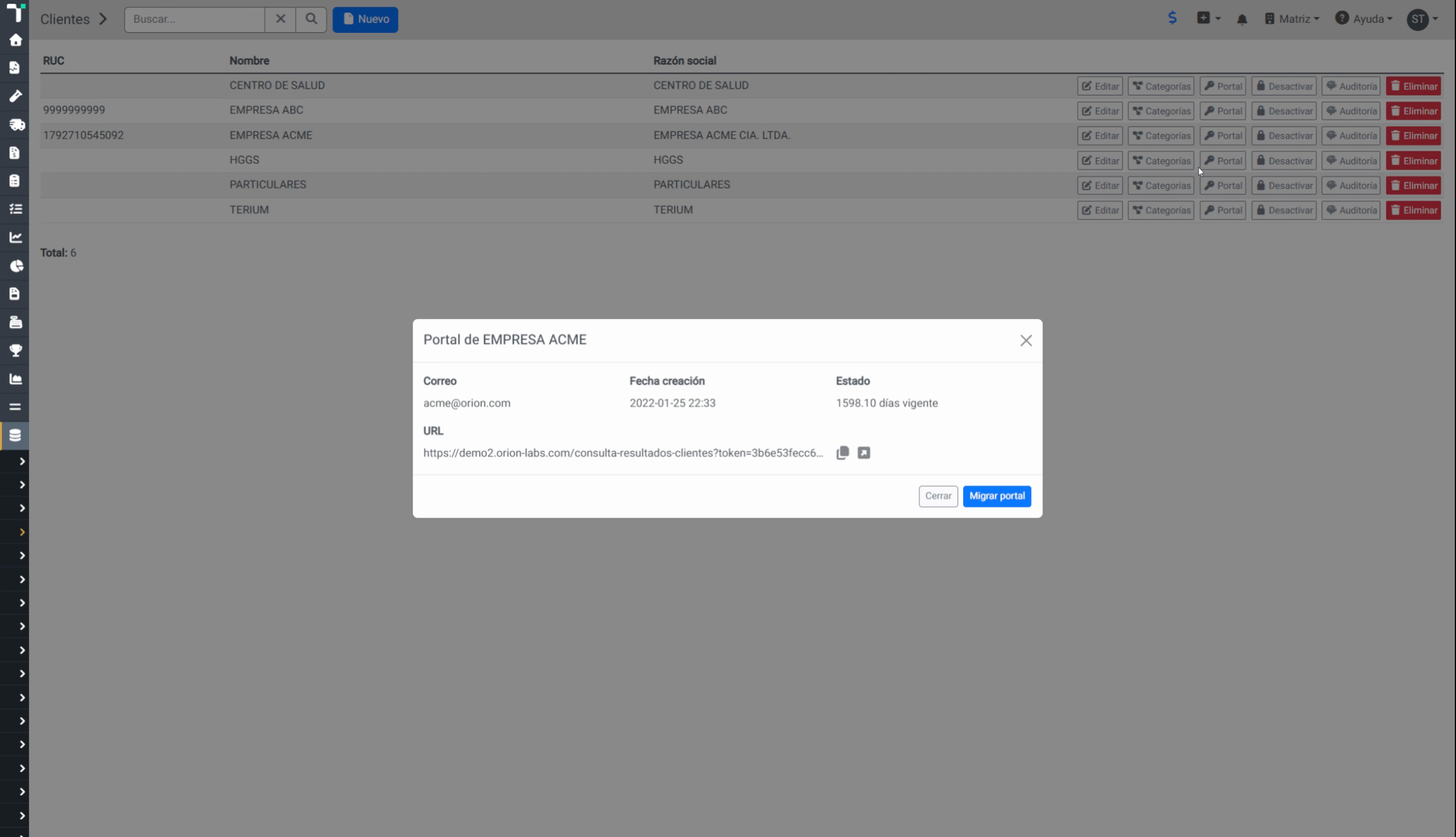 Visualizar Datos del Portal del Cliente