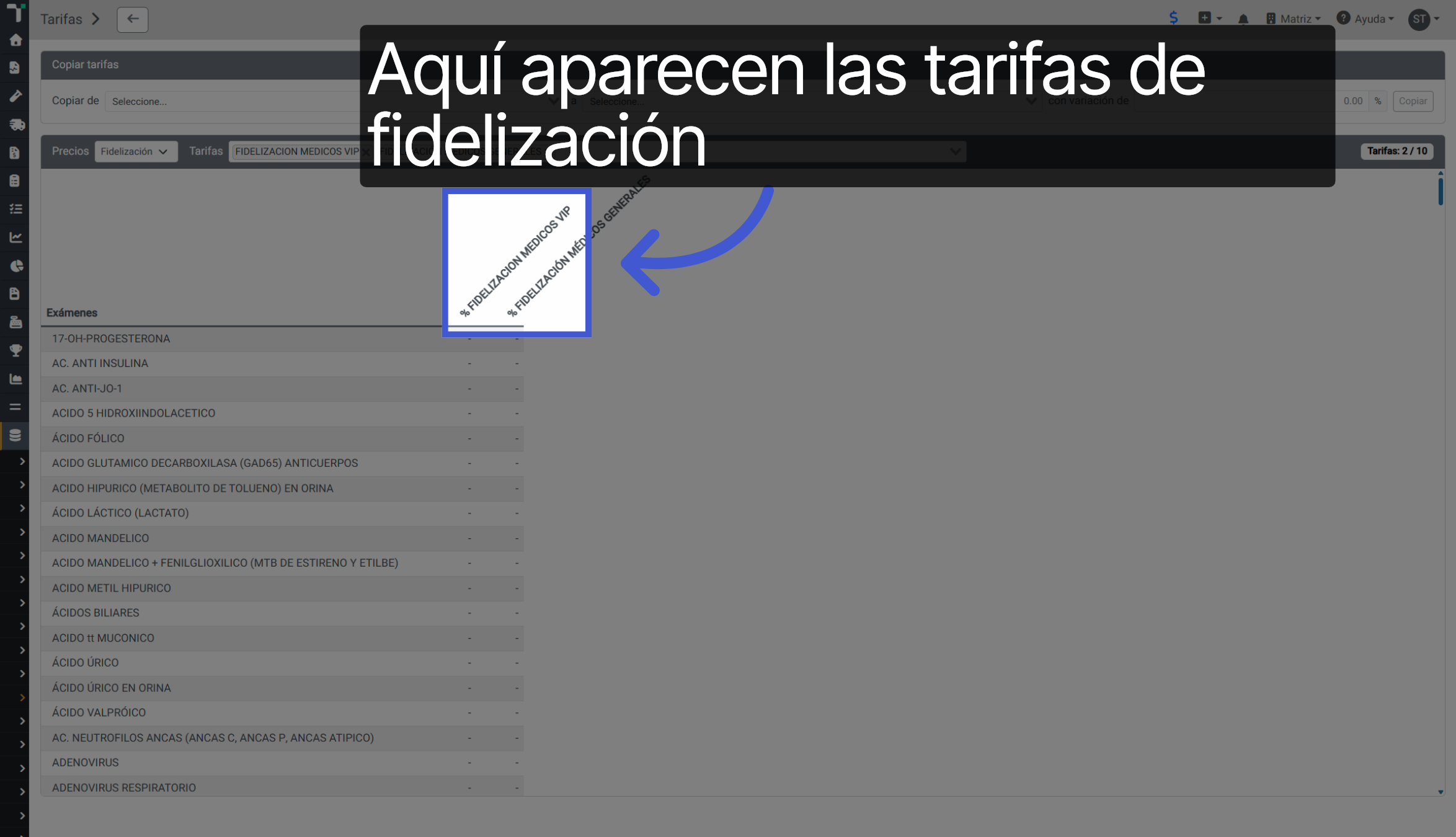 Seleccionar Tarifas de Fidelización
