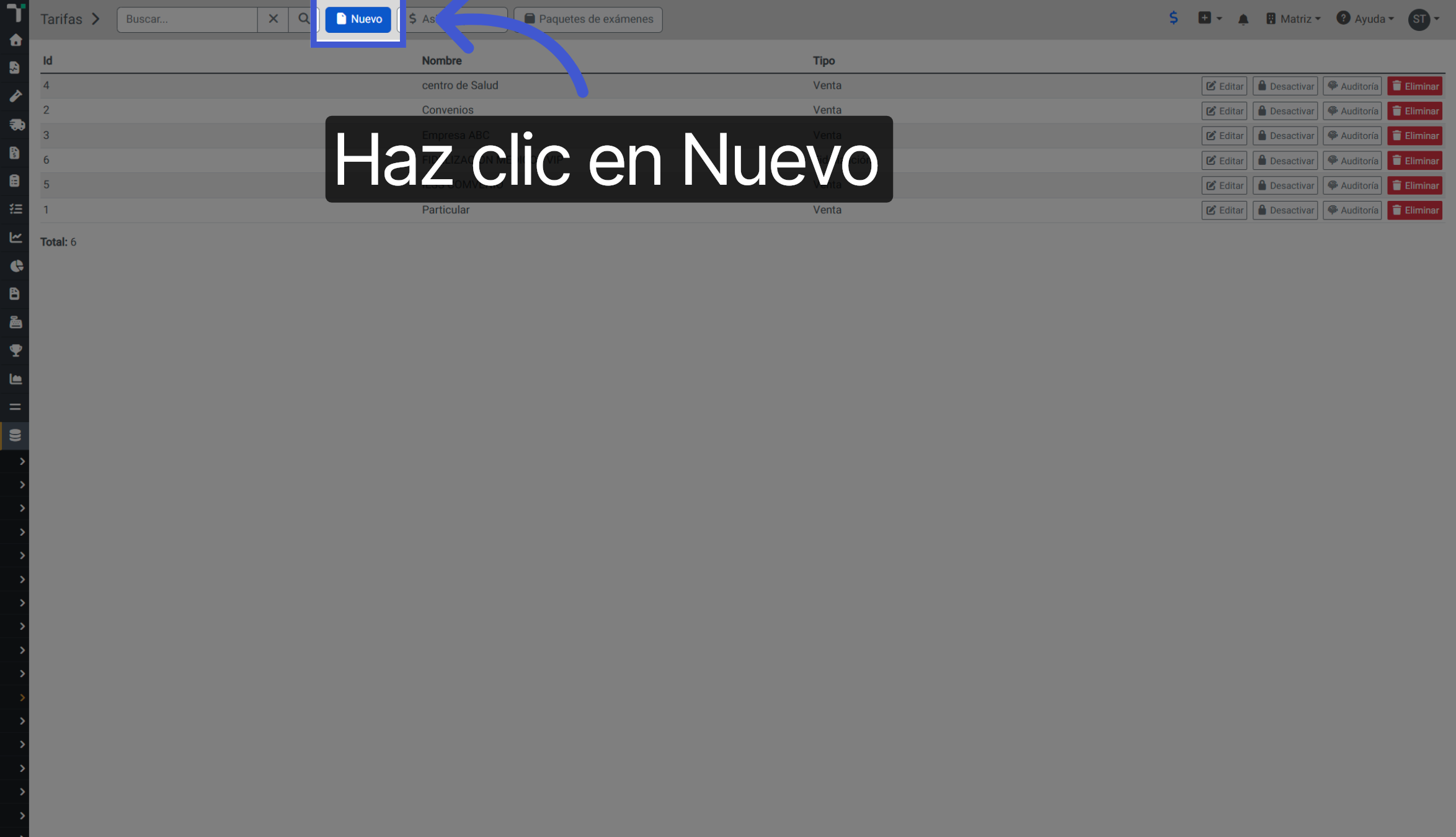 Hacer Clic en Nuevo