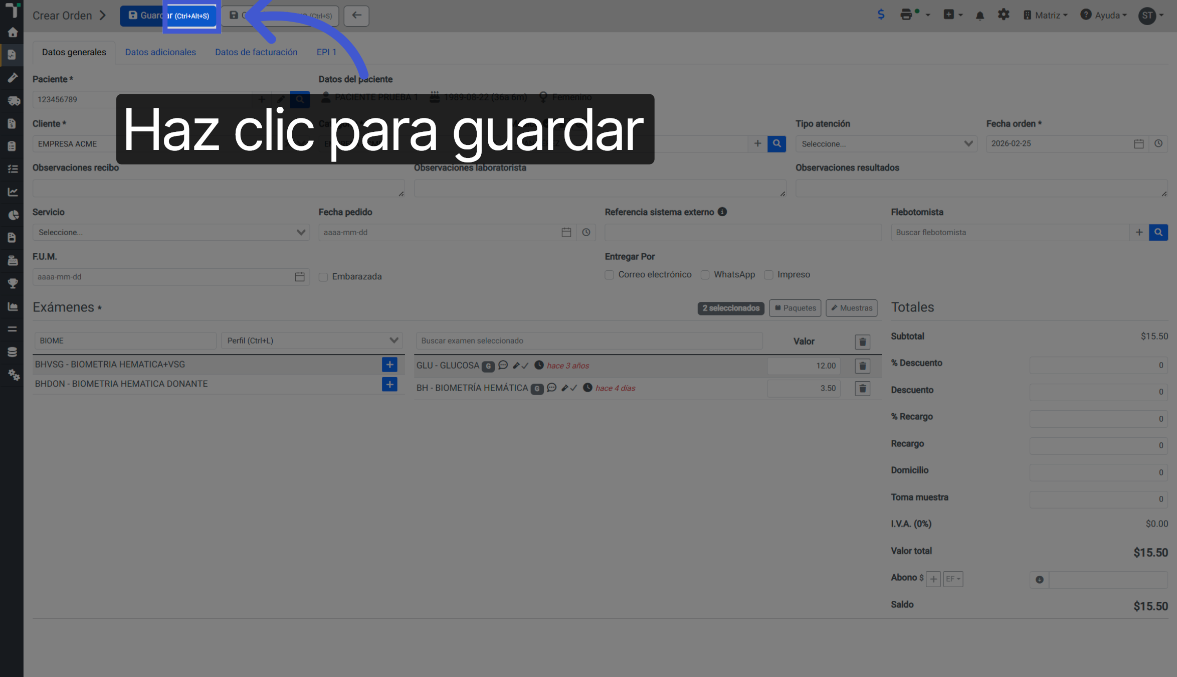 Guardar Orden