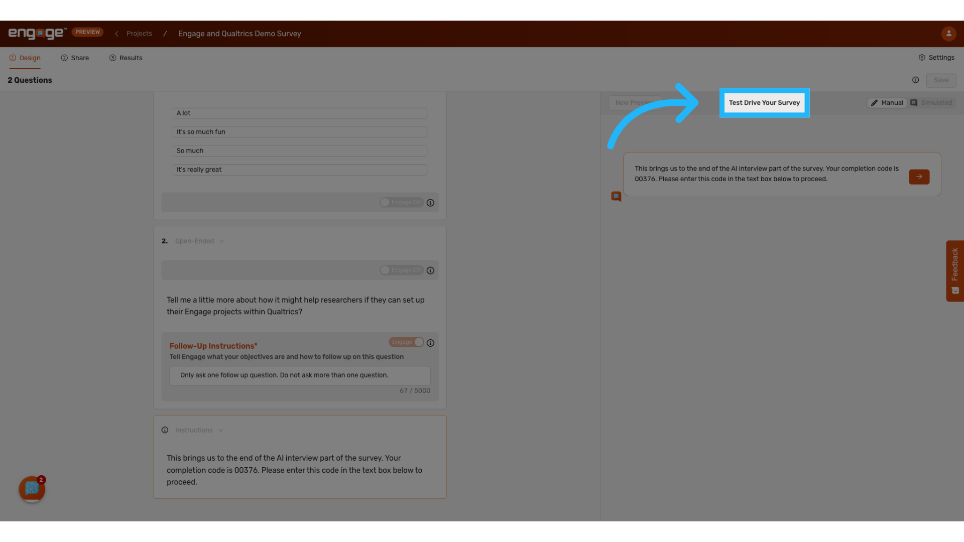 2. Test Your Engage Survey