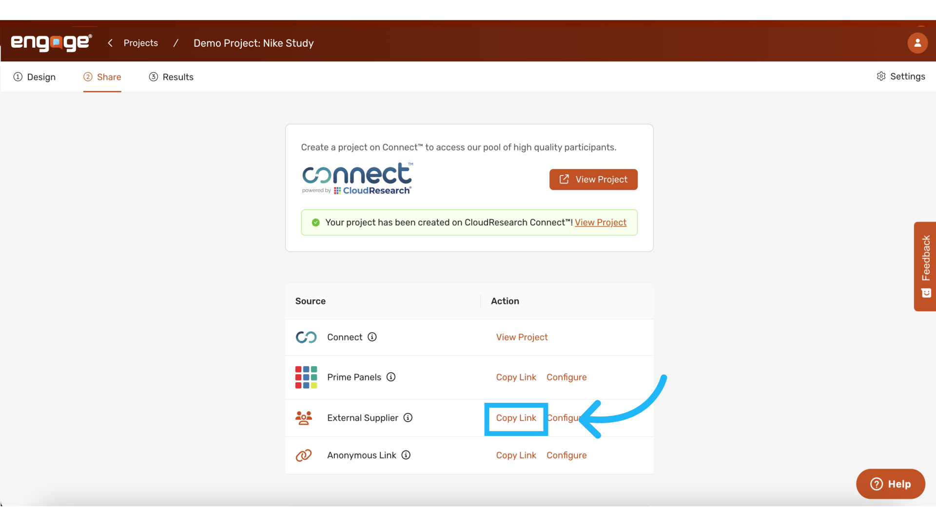 Copy the project link