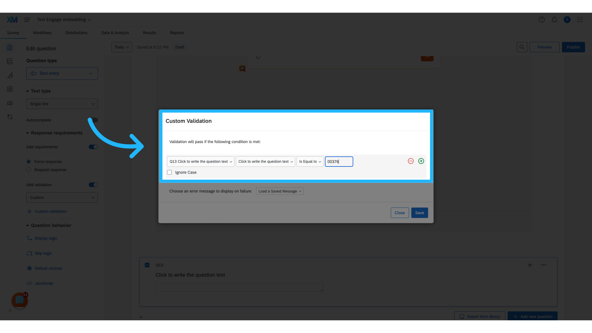 Add in validation condition