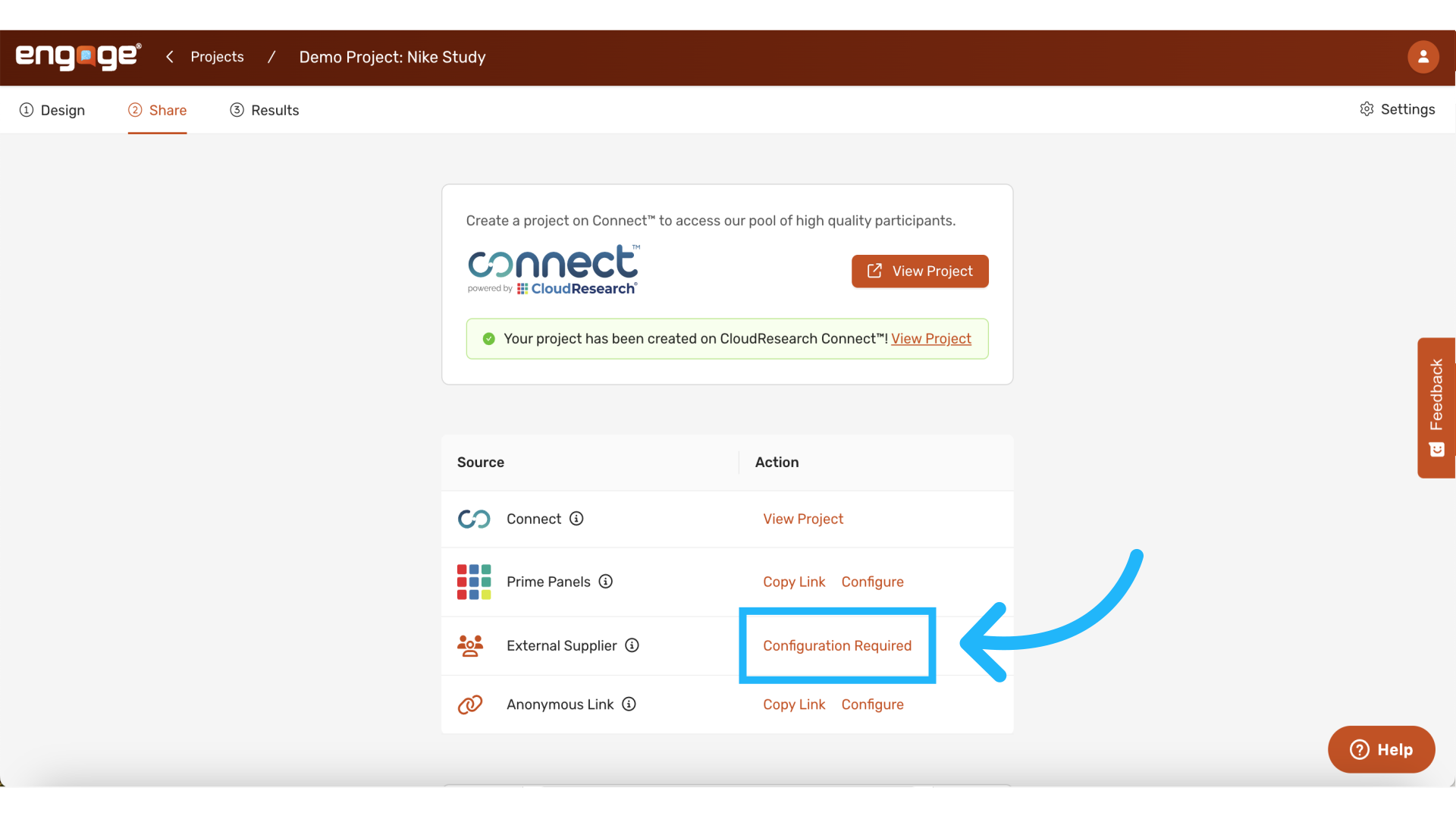 Select 'Configuration Required'